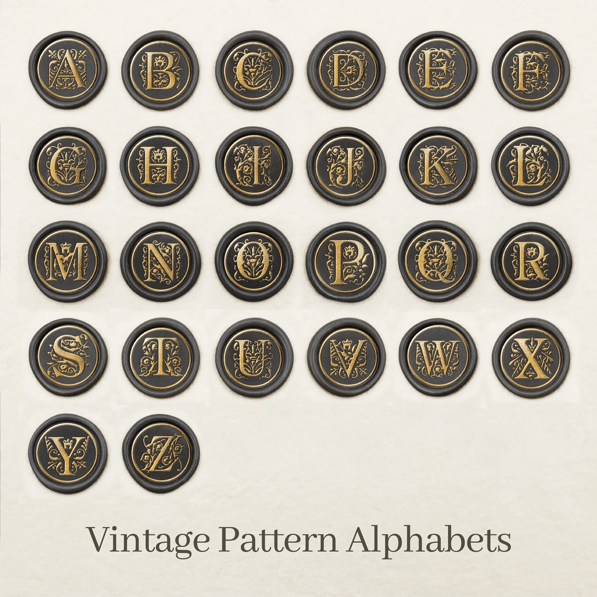 Stamprints Vintage Muster Alphabete Siegelwachs Siegelstempel Design