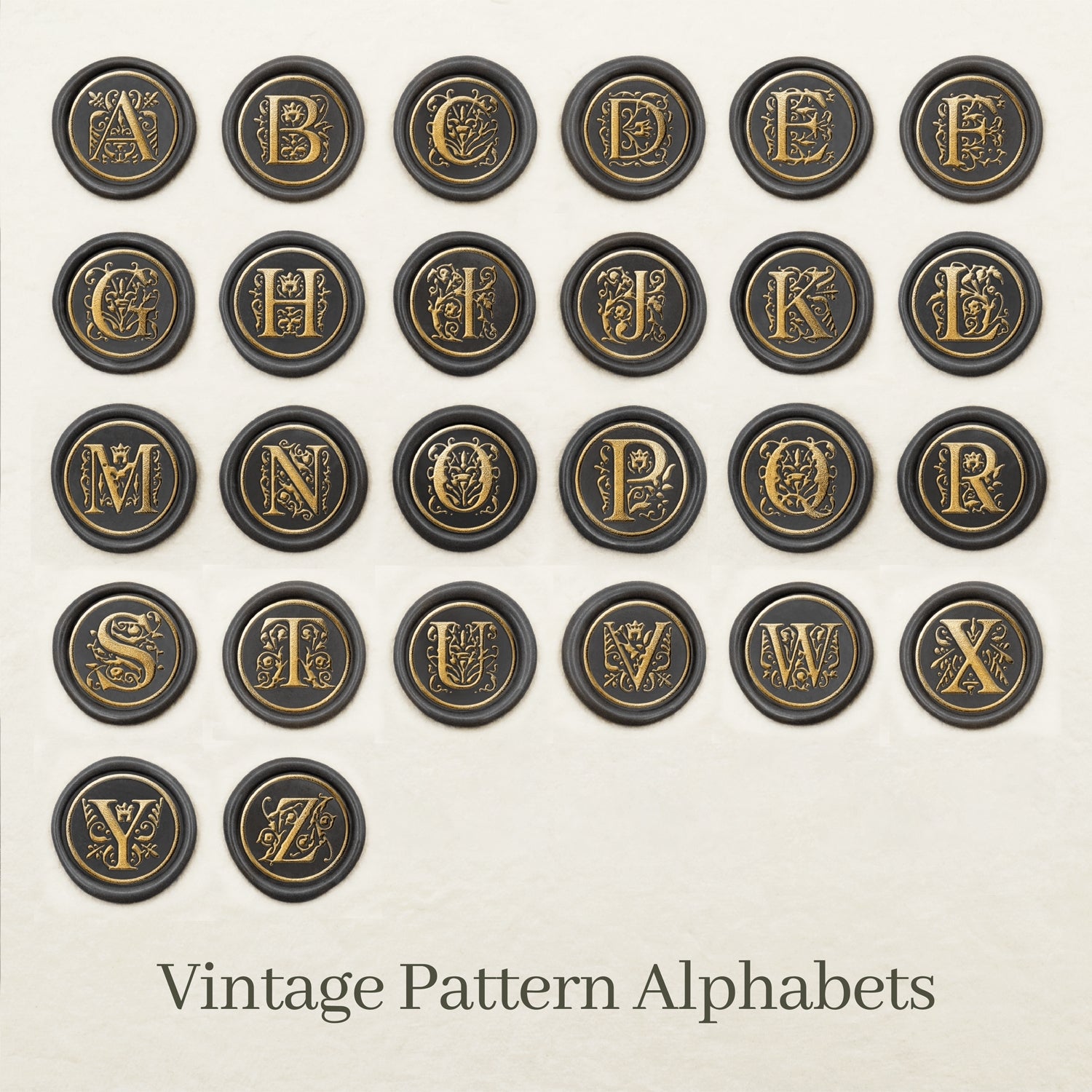 Stamprints Vintage Muster Alphabete Siegelwachs Siegelstempel Design