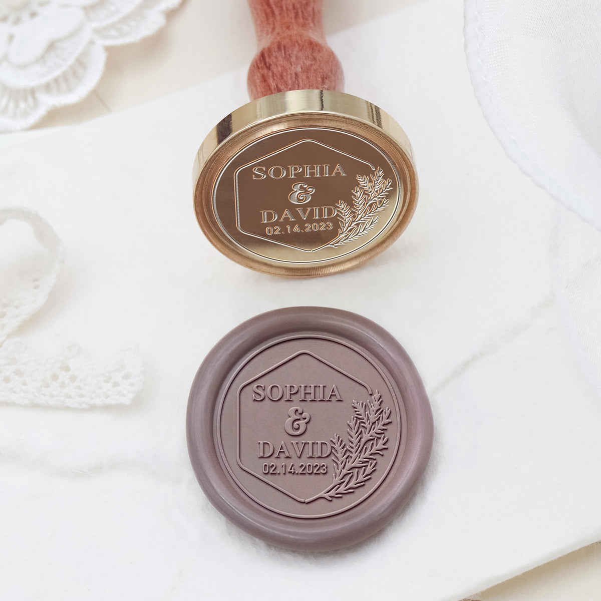 Stamprints Custom Wedding Wax Seal Stamp Name & Date 2