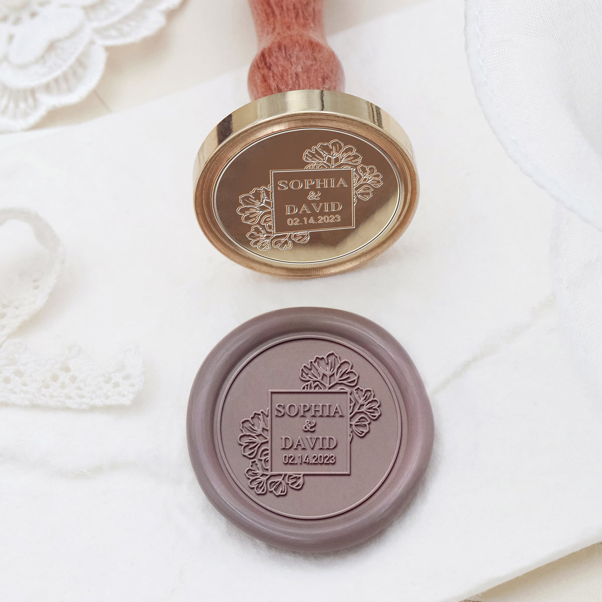 Stamprints Custom Wedding Wax Seal Stamp Name & Date 2