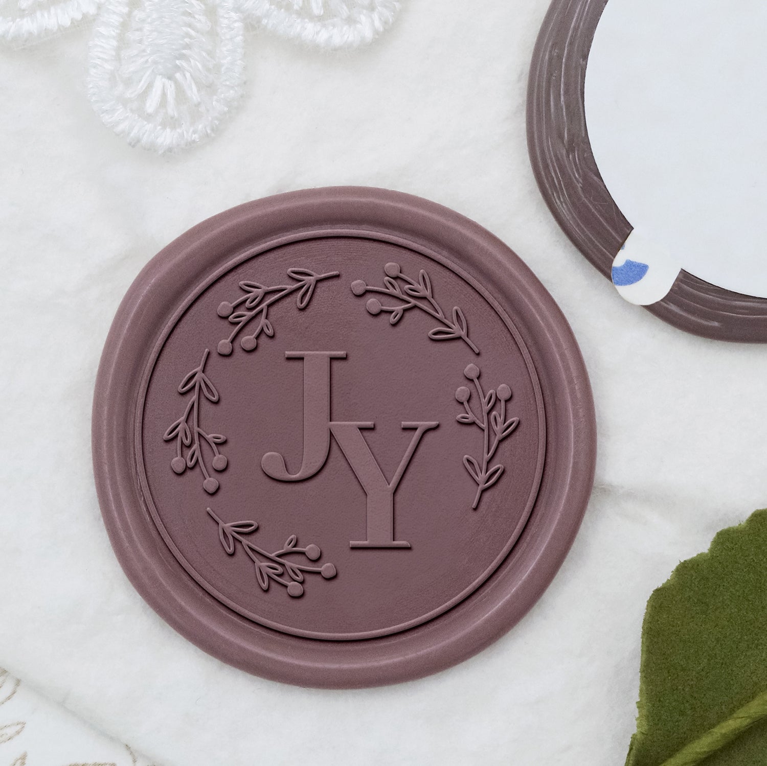 Stamprints Autocollants Sceau de Cire Monogramme Mariage Branches de Fruits d'Ours Personnalisé 1