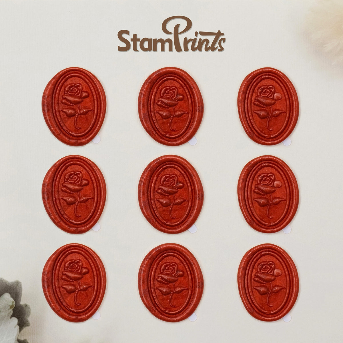 Pegatinas Autoadhesivas de Sello de Lacre Rosa en Relieve 3D Stamprints 2