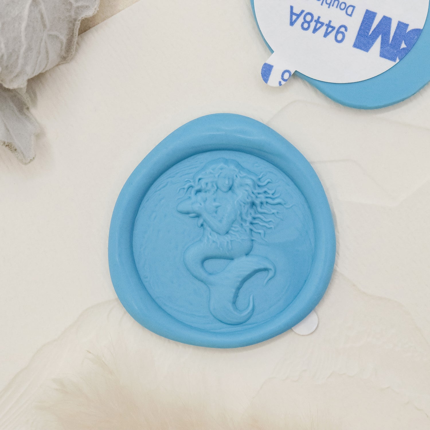 Stamprints Pegatinas de Sello de Lacre Autoadhesivo Poseidón Relieve 3D 1