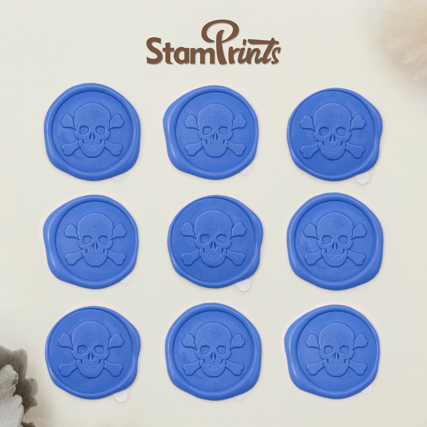 Stamprints 3D Reliefprägung Totenkopf selbstklebend Siegelwachs Siegelstempel Sticker 2