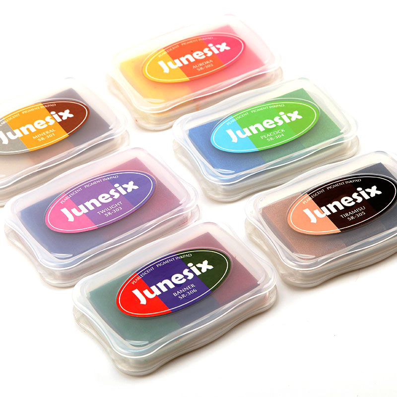 Almohadilla de Tinta Nacarada Multicolor Degradado de 3 Colores b1