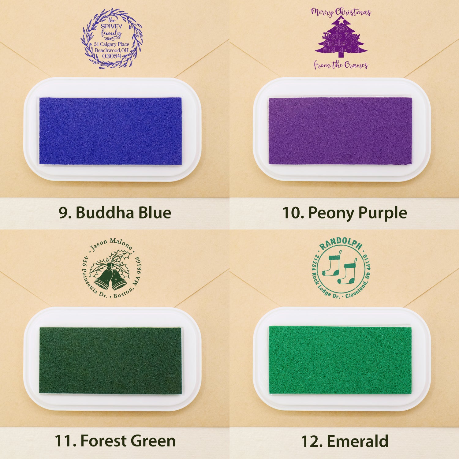 Sello de Caucho Personalizado de Dirección de Navidad (18 Diseños) sku3