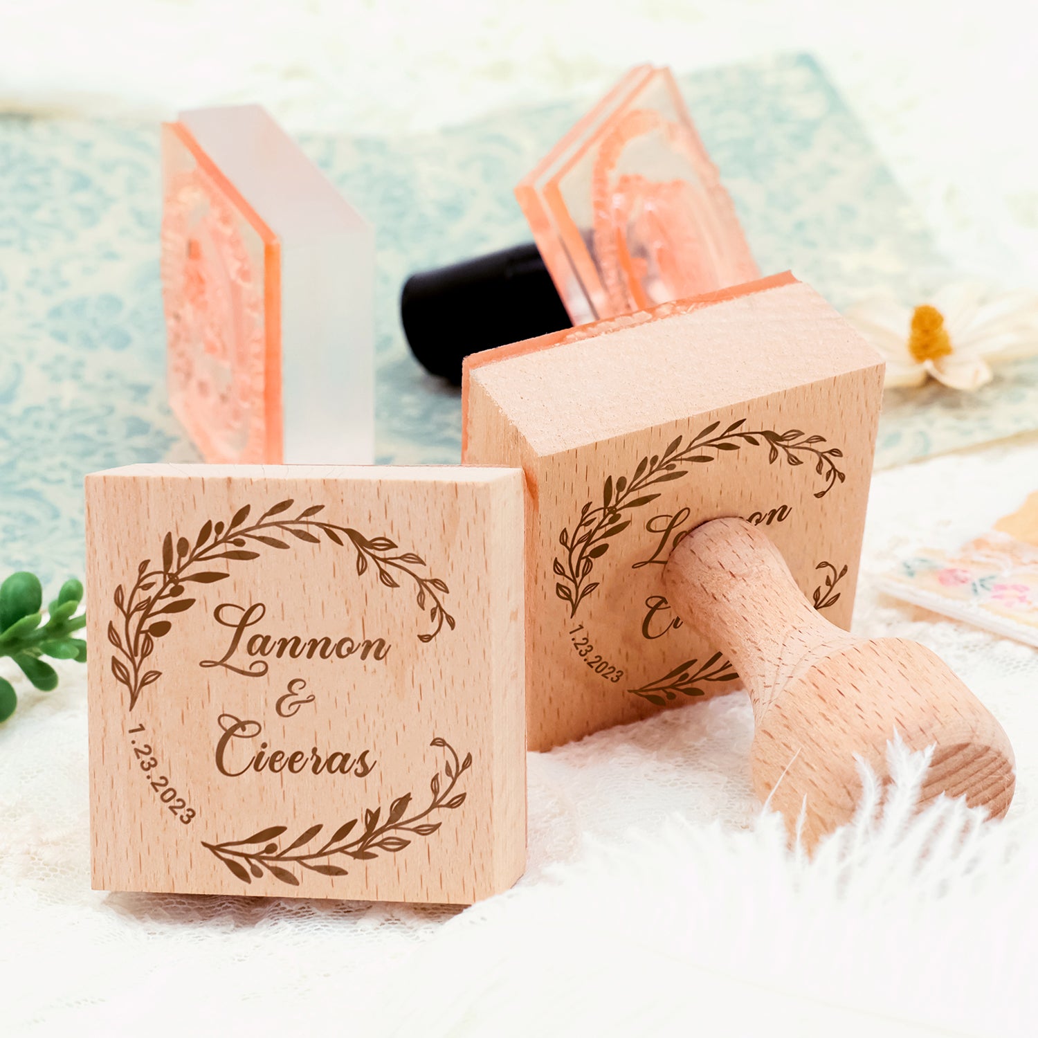 Personalisierter Name Hochzeit Gummistempel (18 Designs) Custom-Name-Wedding3