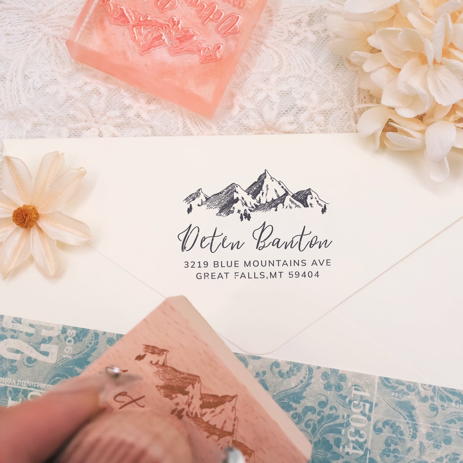 Custom Address Return Rubber Stamp with Your Signature Artwork (27 design)-3
