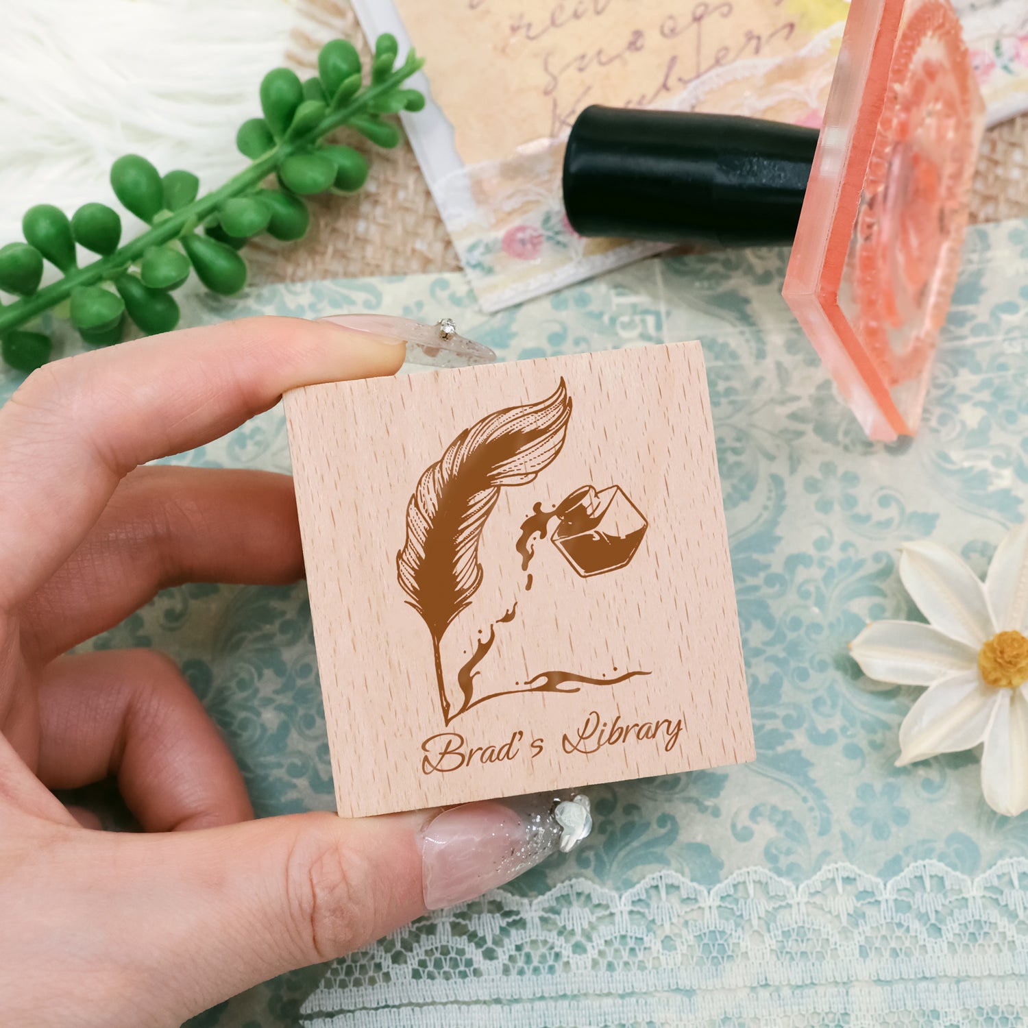 Personalisiert Bibliothek Gummistempel (18 Designs)-4
