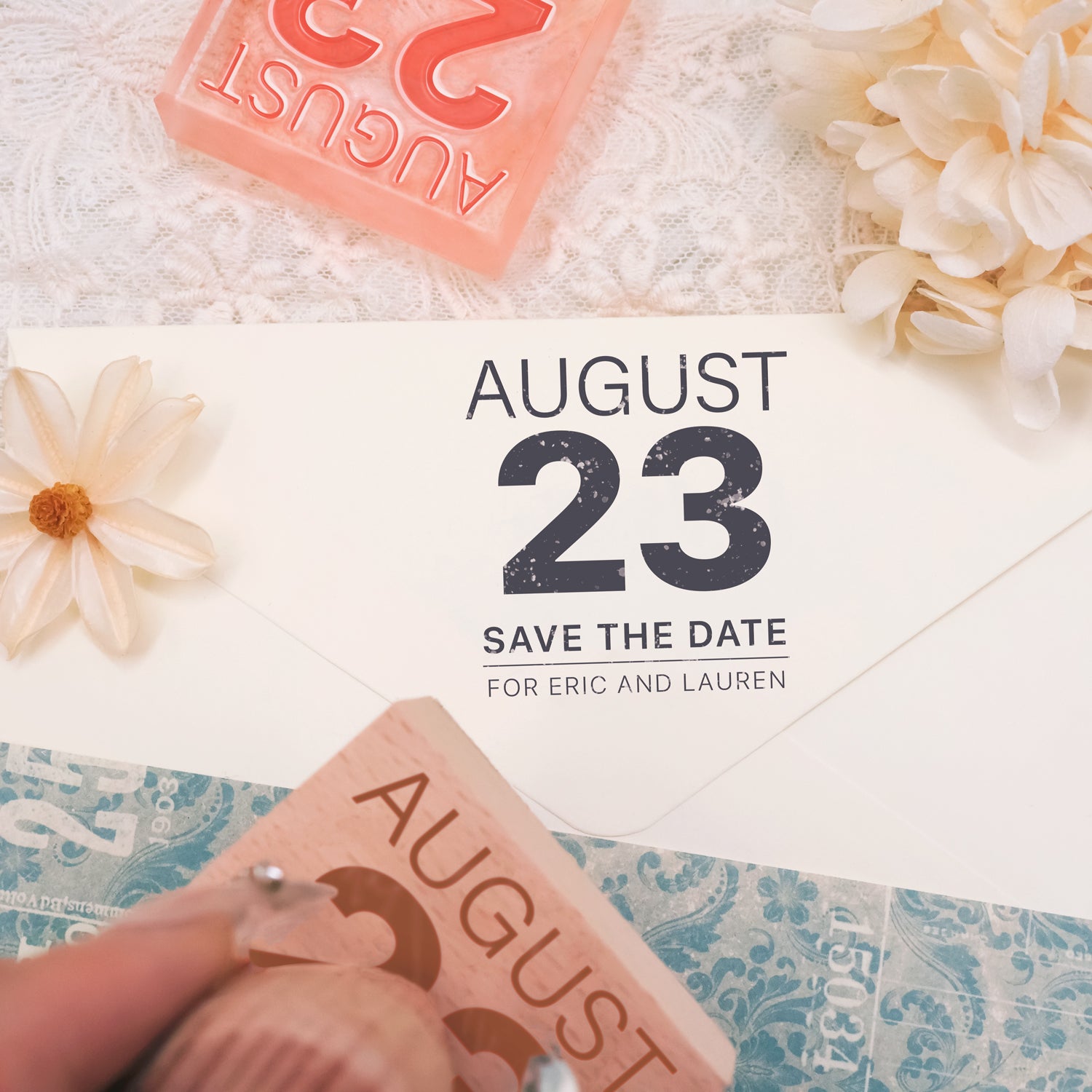 Personalisierter Hochzeits-Save-the-Date Gummistempel-25 3