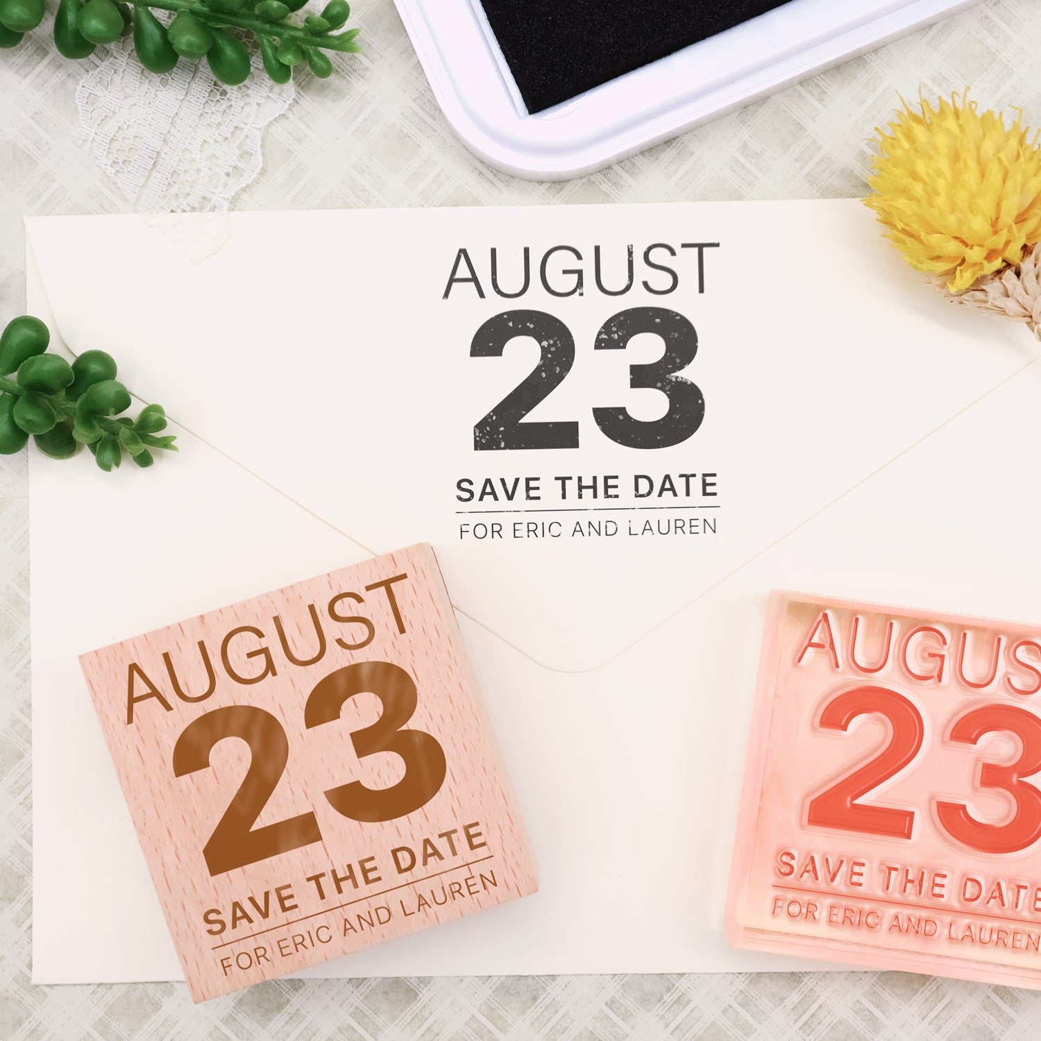 Personalisierter Hochzeit Save the Date Gummistempel-25 1