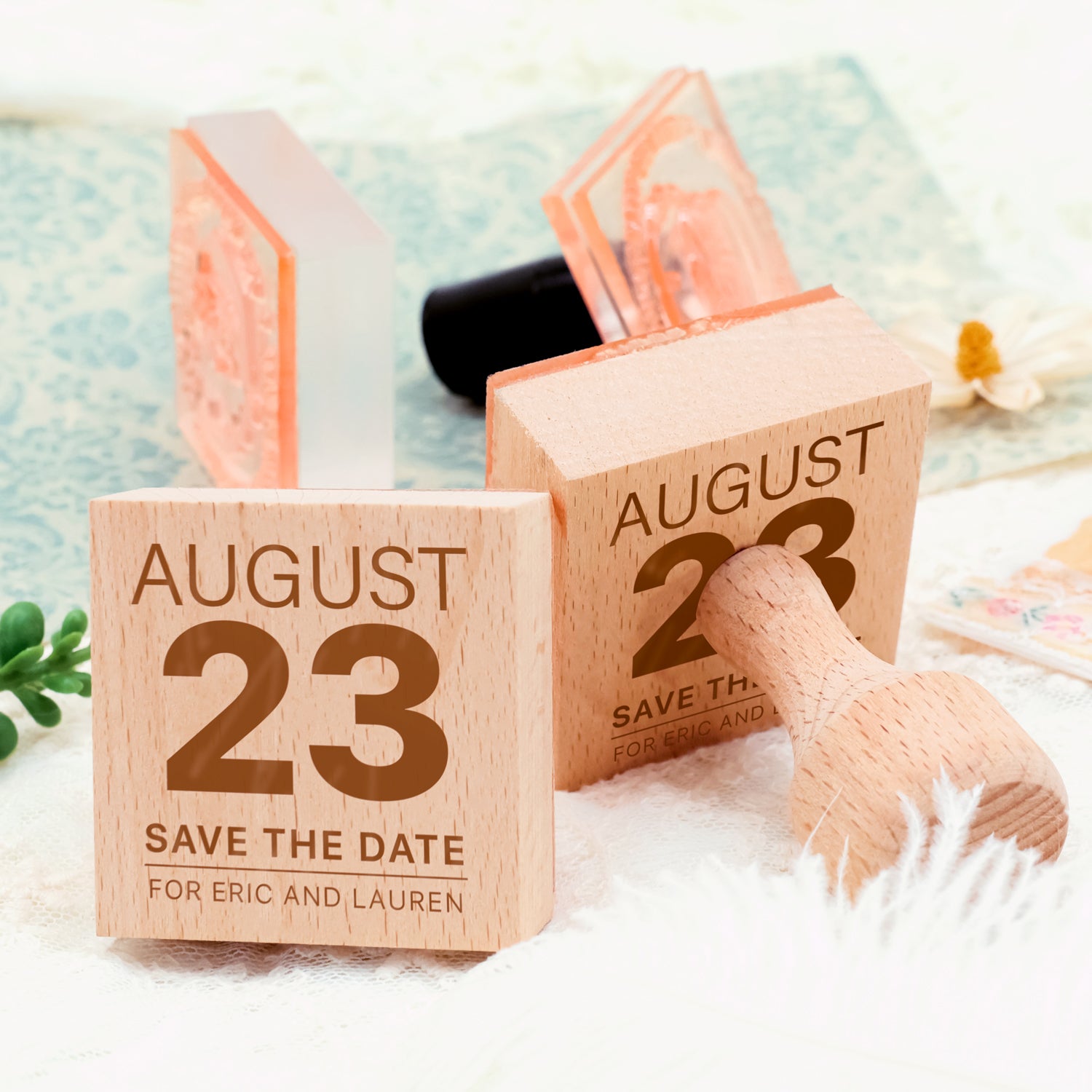 Personalisierter Hochzeits Save the Date Gummistempel-25 4