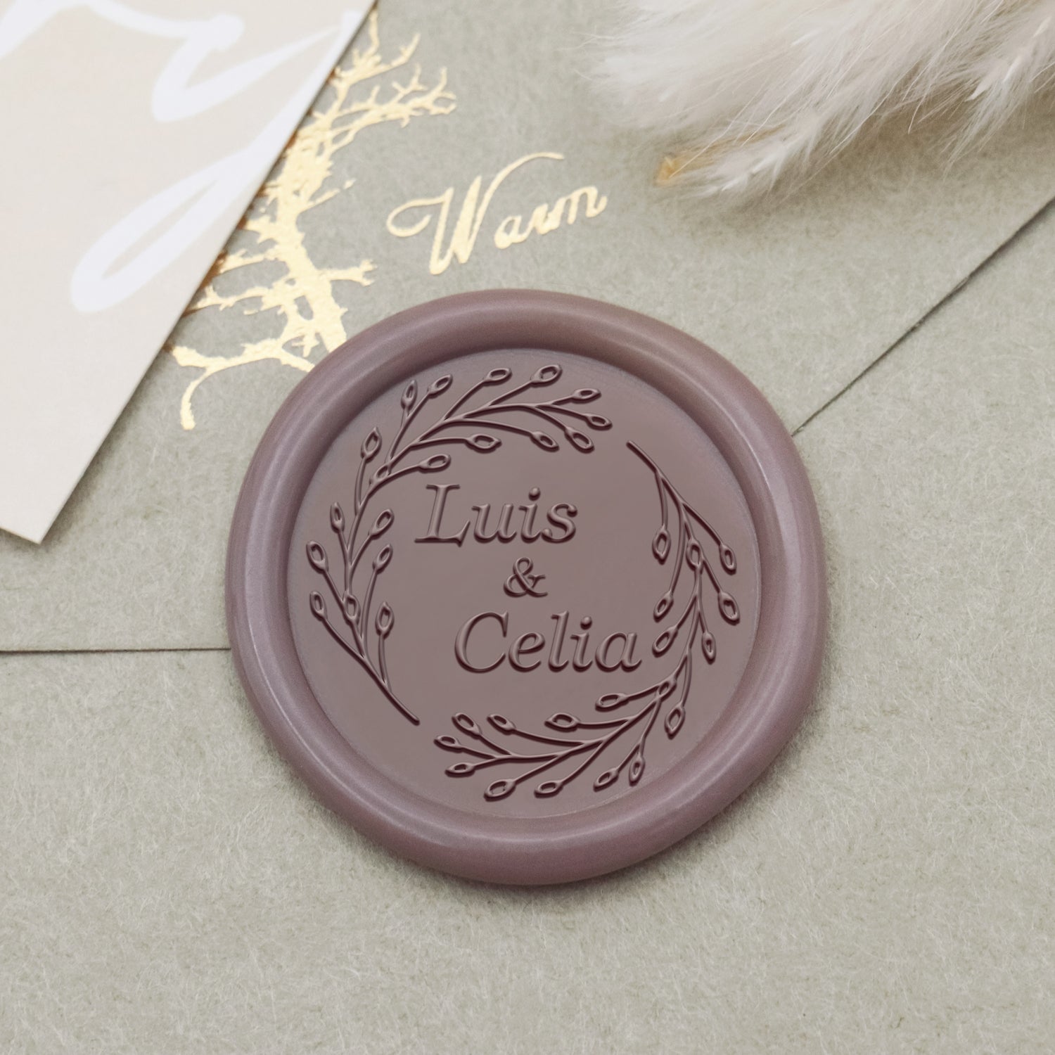 Sello de Lacre de Boda Personalizado con Bigote y Labios-26 2