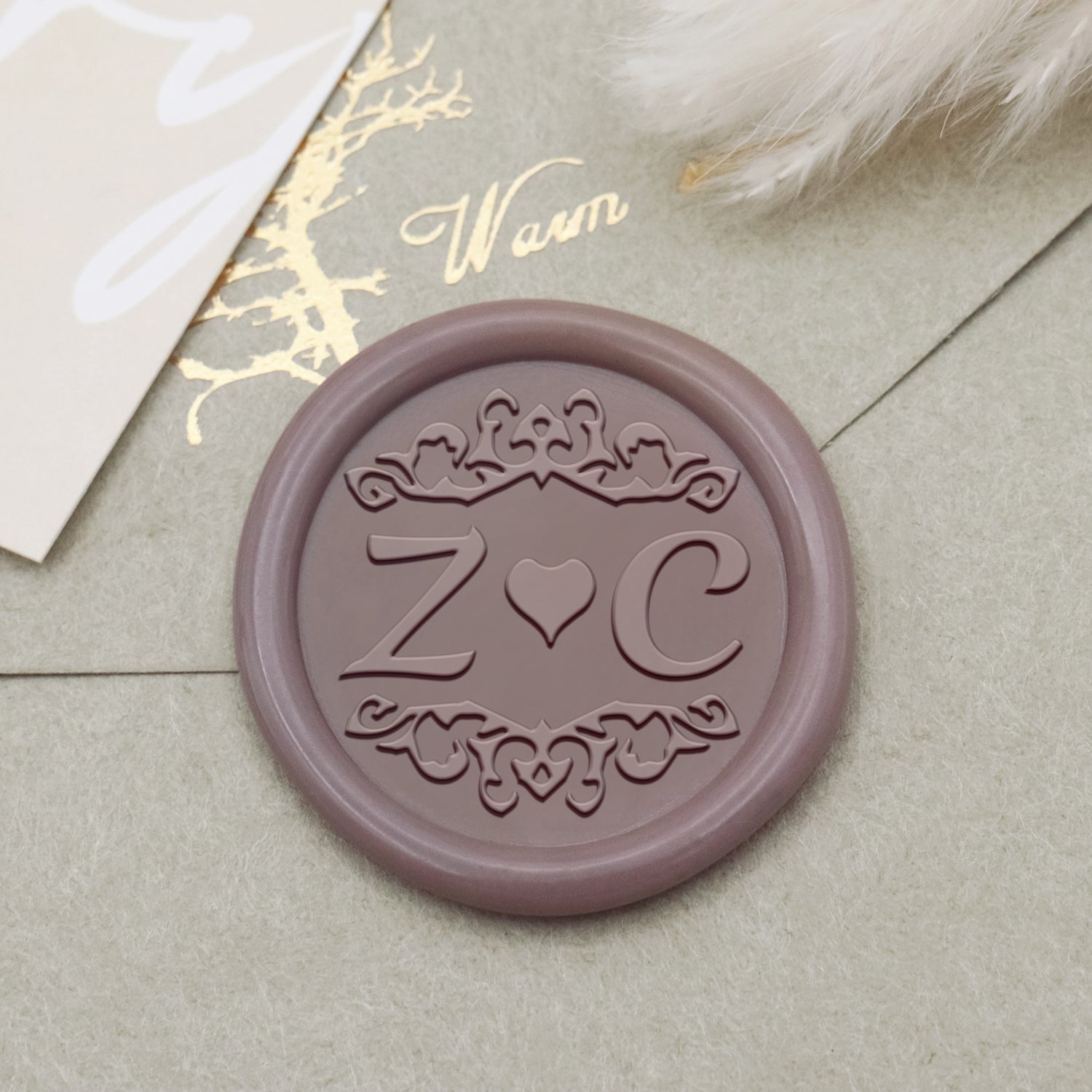 Custom Lily Wedding Monogram Wax Seal Stamp-32 1