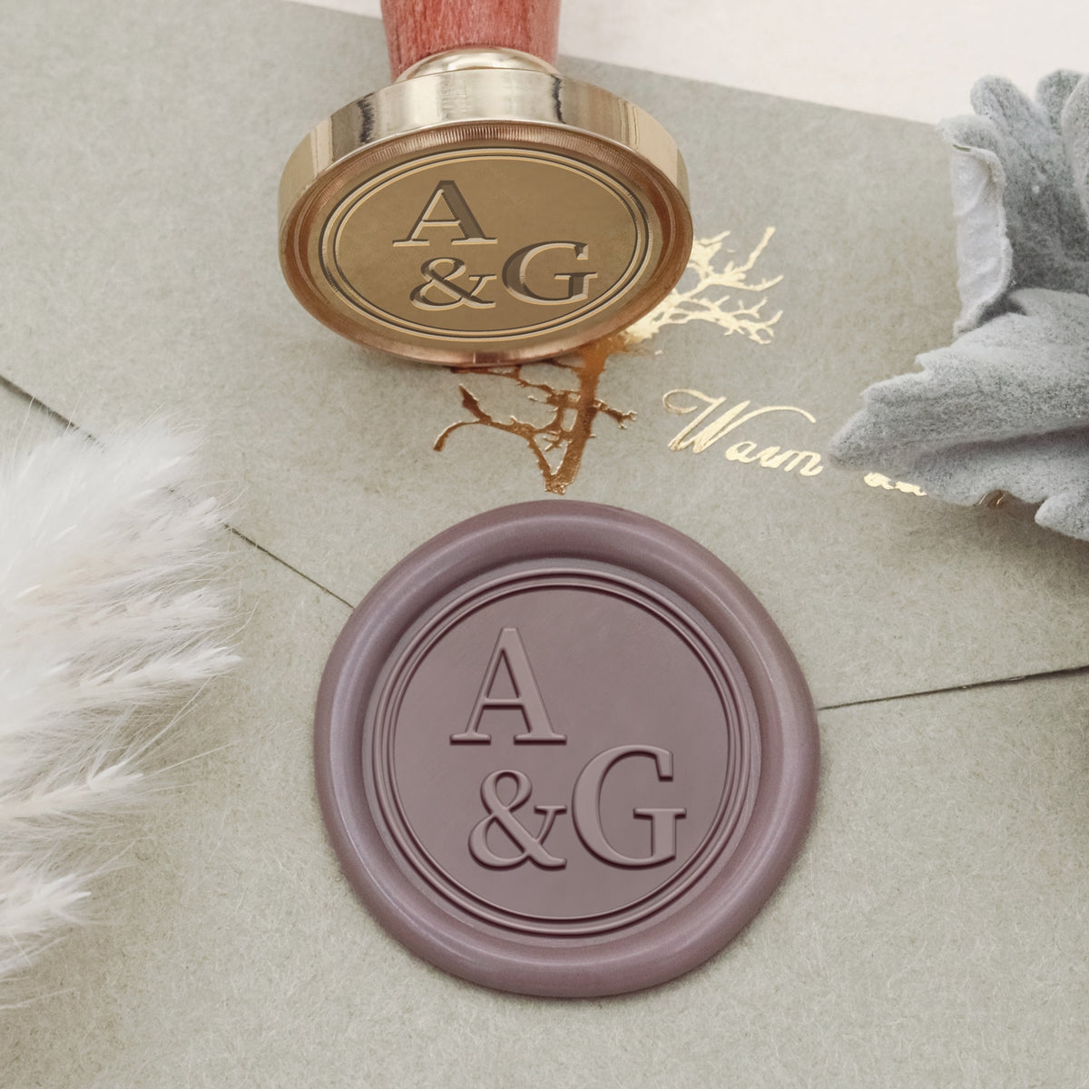 Tampon encreur sceau de cire monogramme de mariage Lily personnalisé-34 2