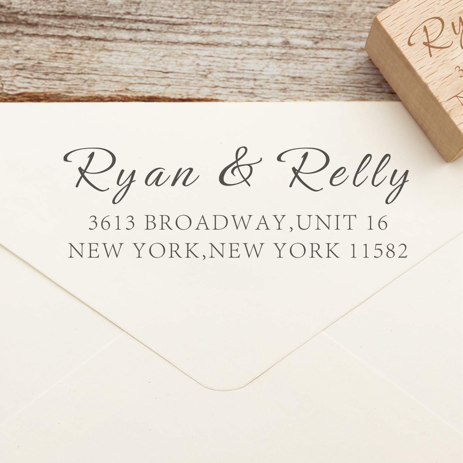 Personalisiert Rechteckig Handschrift Schriftart Adresse Rücksendung Gummistempel - Stil 6 1