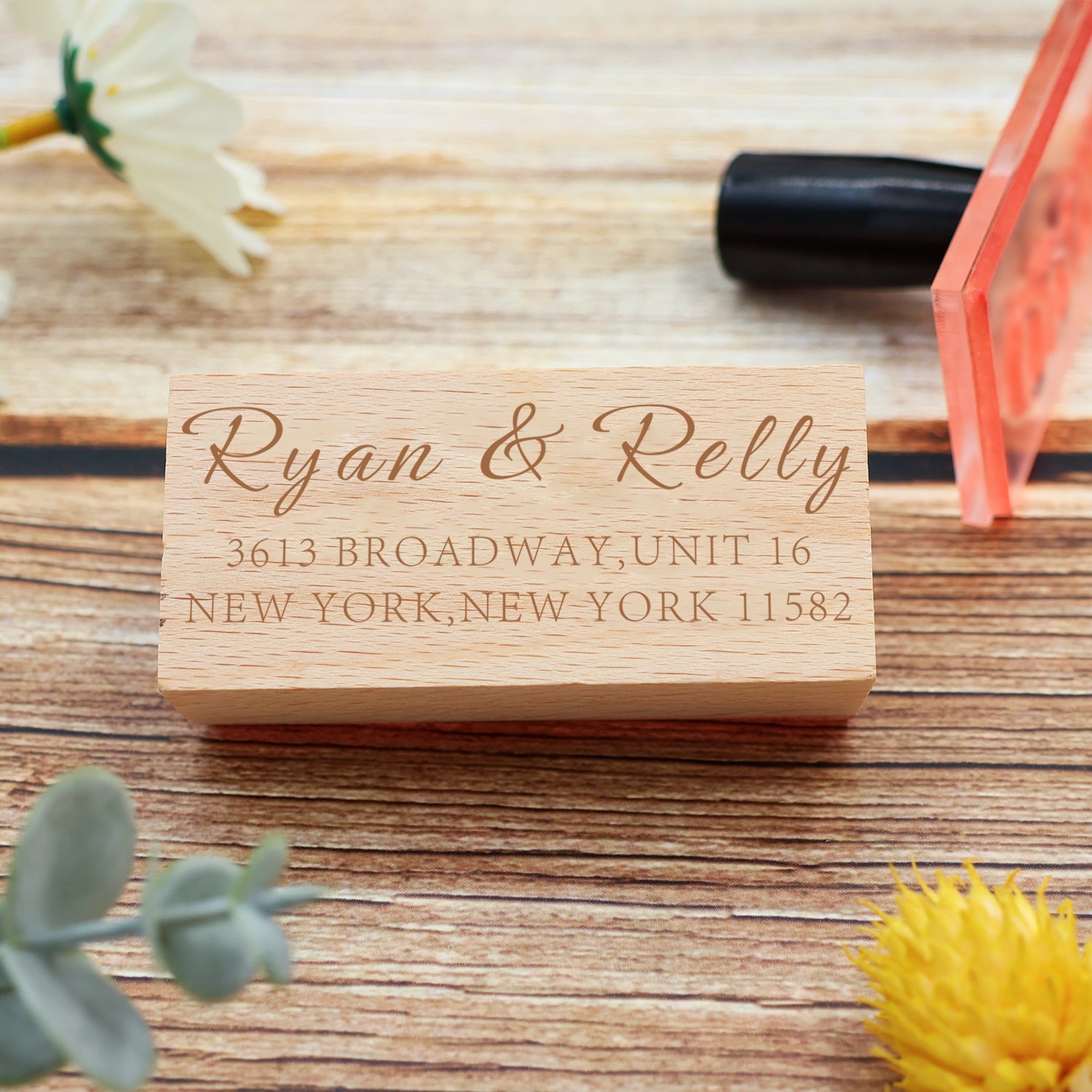 Personalisierter Rechteckiger Handschrift-Schriftart Adresse Rücksende Gummistempel - Stil 6 3