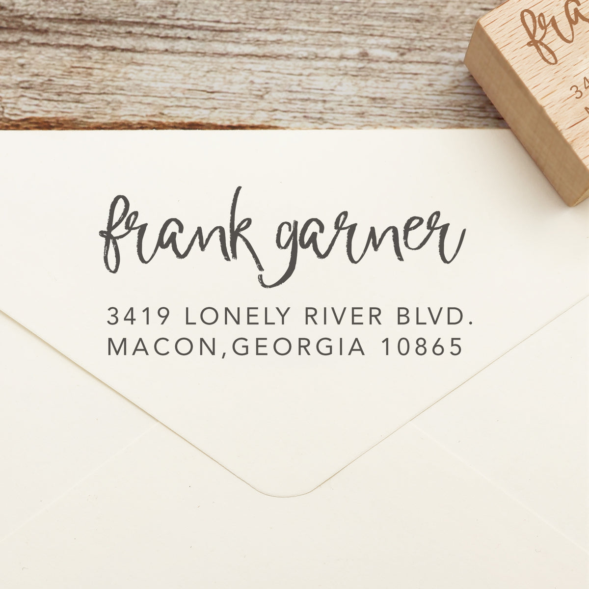 Personalisierter rechteckiger Handschrift-Schriftart Adresse Rückgabe Gummistempel - Stil 25 1