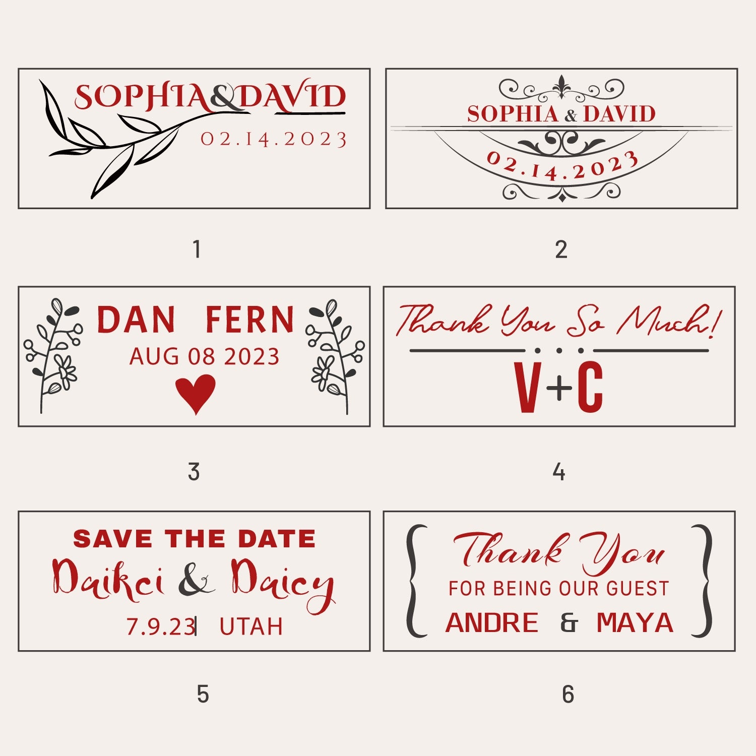 Personalisierter Rechteckiger Hochzeits-Siegelwachs-Siegelstempel (18 Designs)-sku1