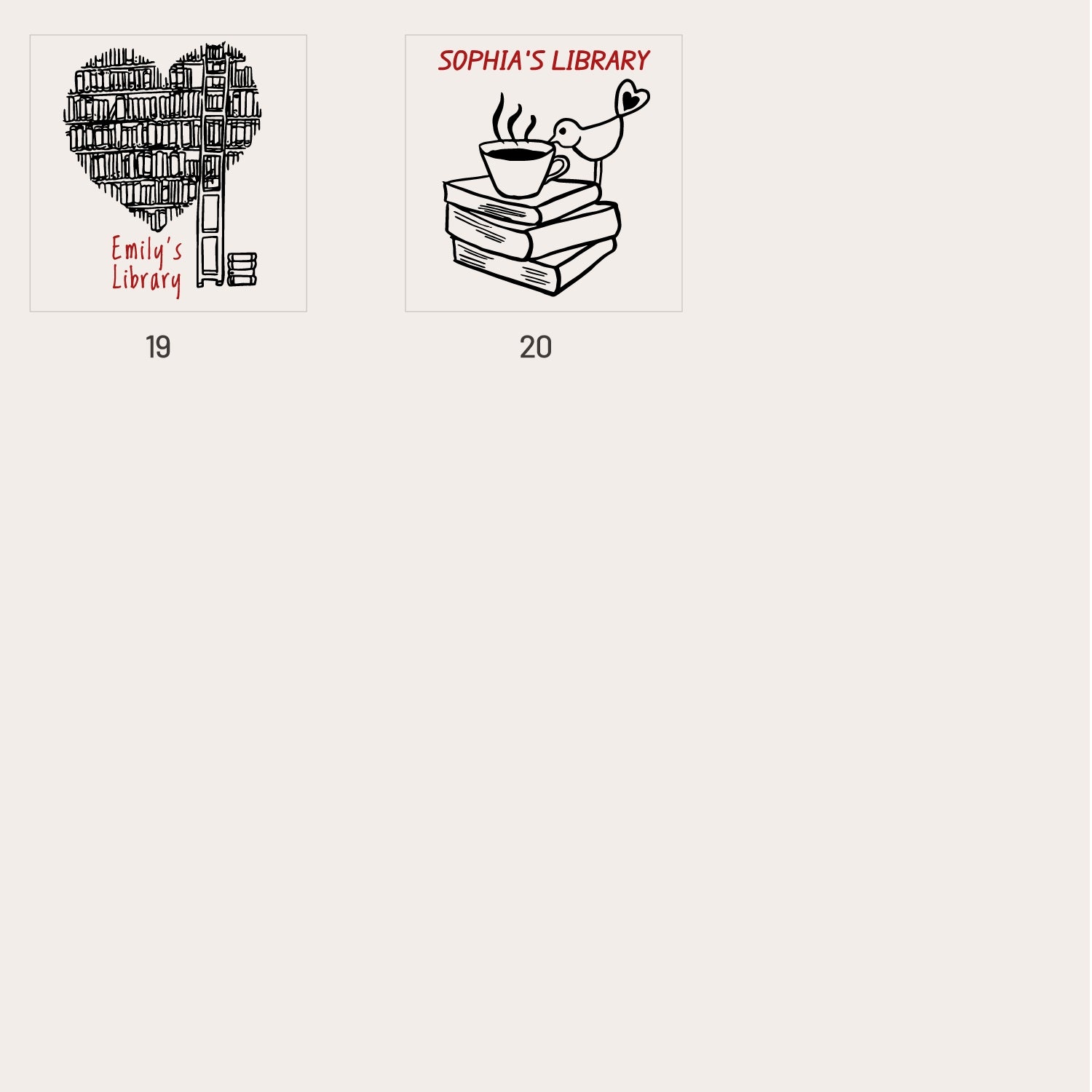Personalisierte Bibliothek Gummistempel (20 Designs) LB-sku3
