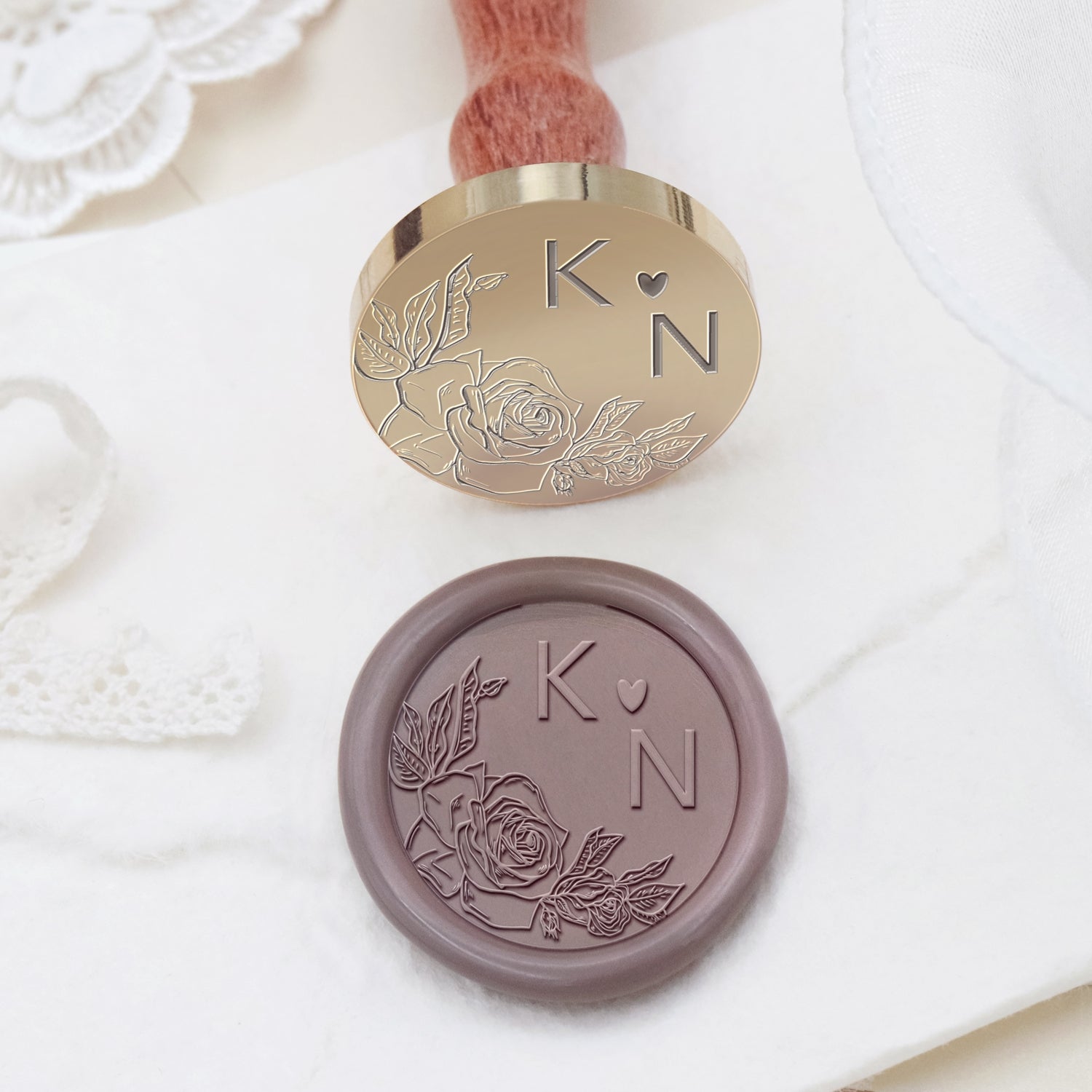 Custom Borderless Botanical Wedding Monogram Wax Seal Stamp - Style 21 2