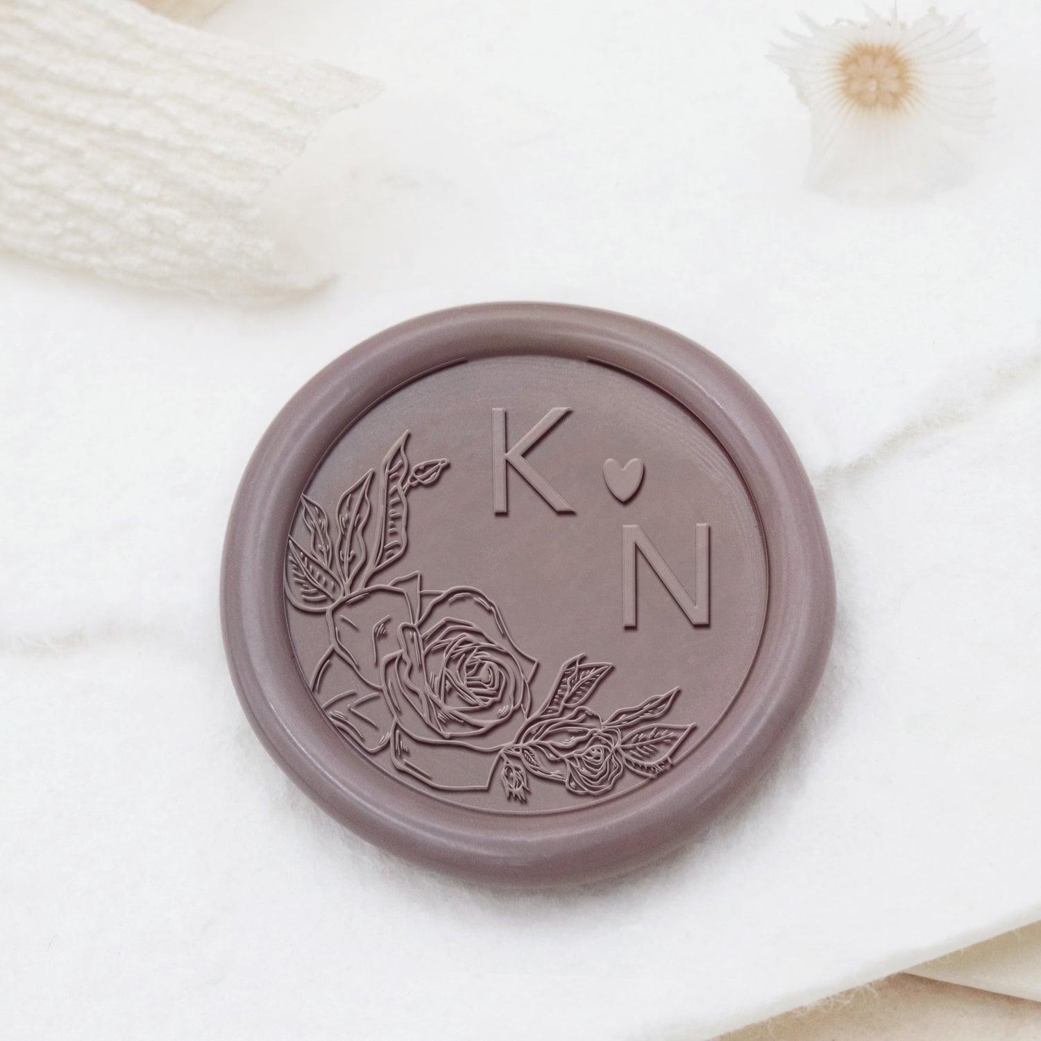 Custom Borderless Botanical Wedding Monogram Wax Seal Stamp - Style 21 1