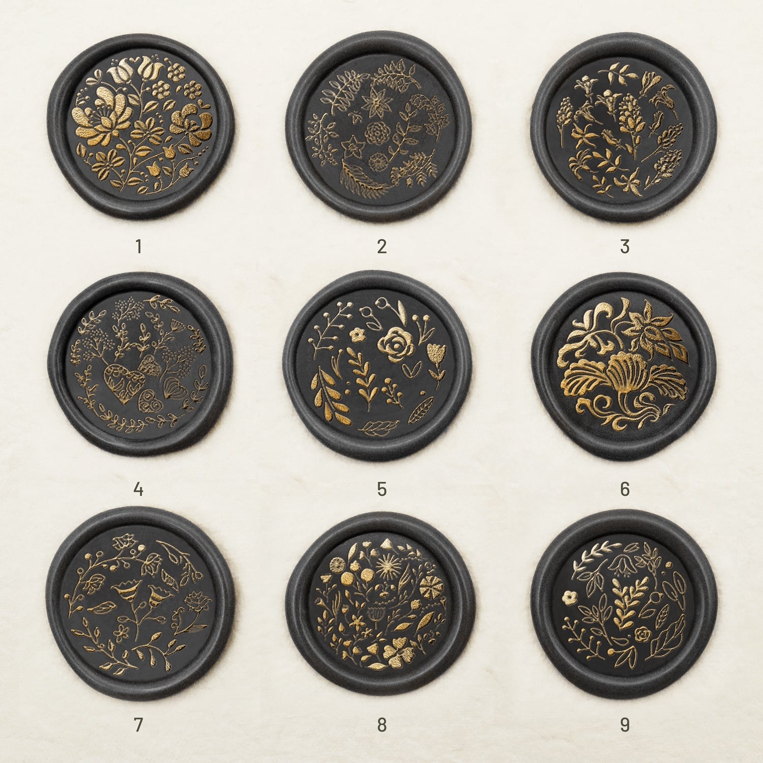 Sello de Lacre con Patrón de Azulejos Florales (9 Diseños)sku1-9