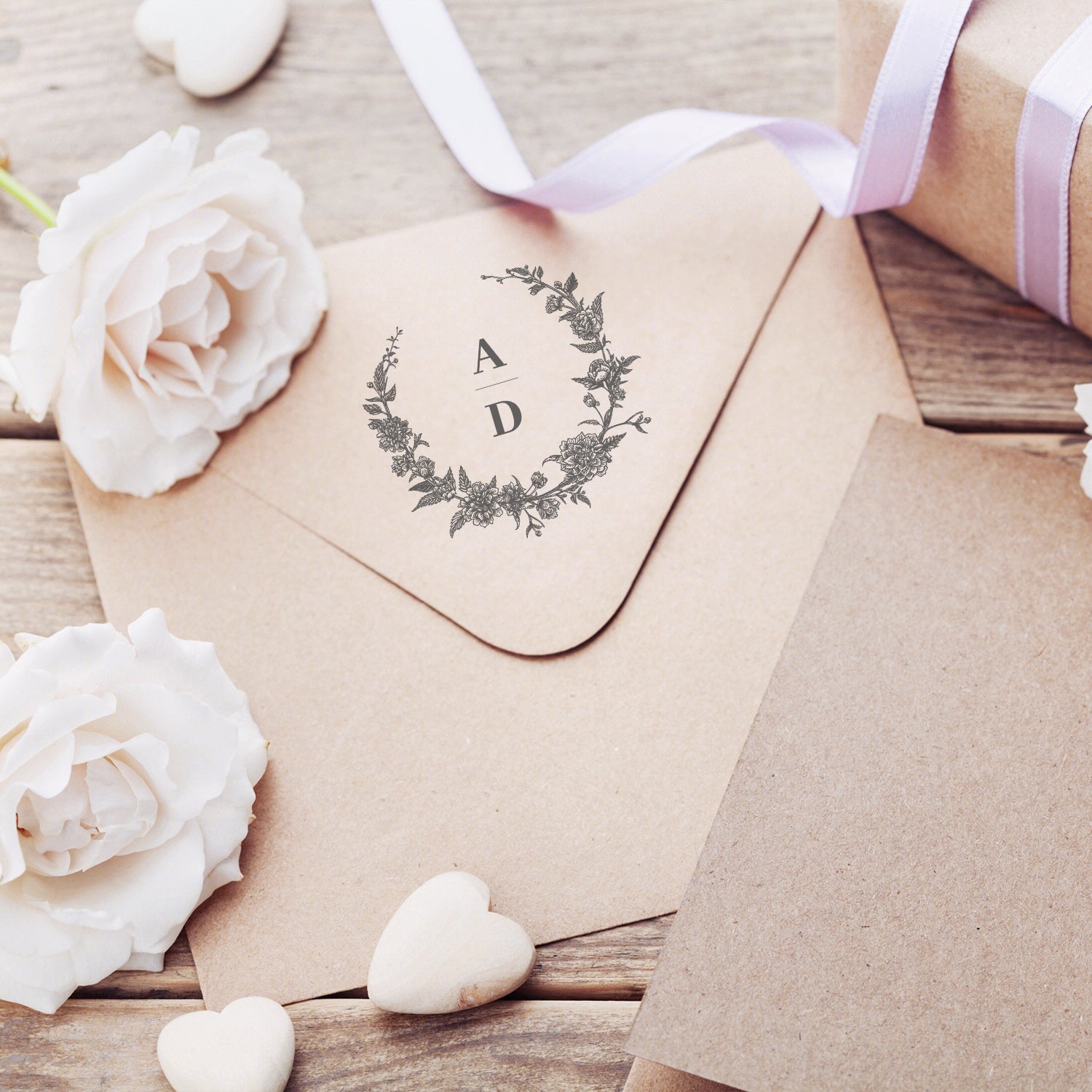 Personalisierter Botanischer Hochzeits-Monogramm Gummistempel (18 Designs)7