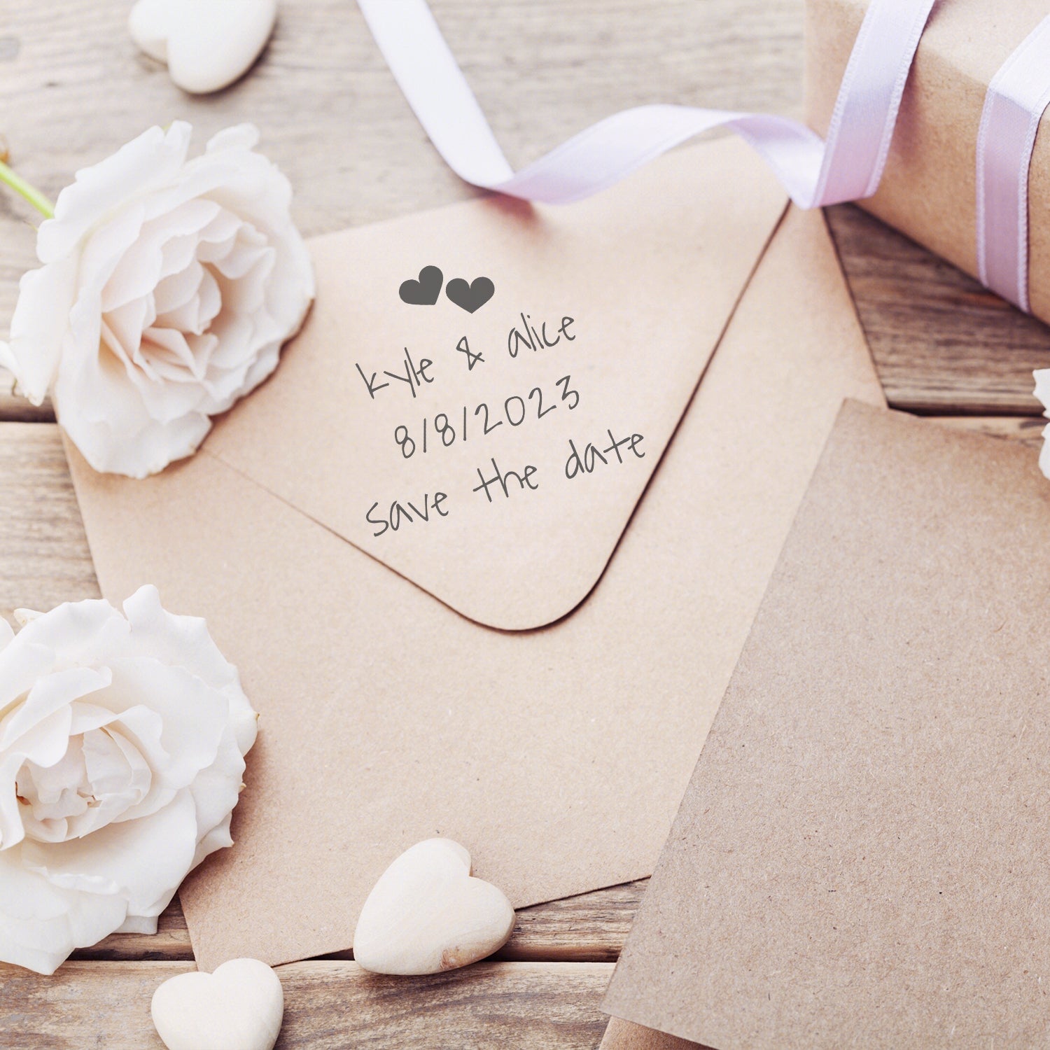 Personalisierter Funtastic Font Hochzeit Save the Date Gummistempel wd3