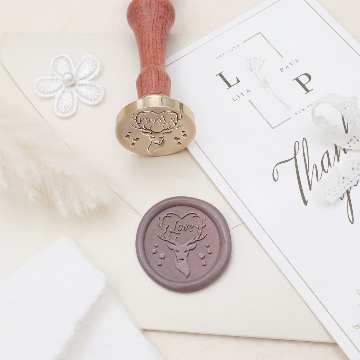 Hochzeitsfeier Rentier Siegelwachs Siegelstempel Stempel 3