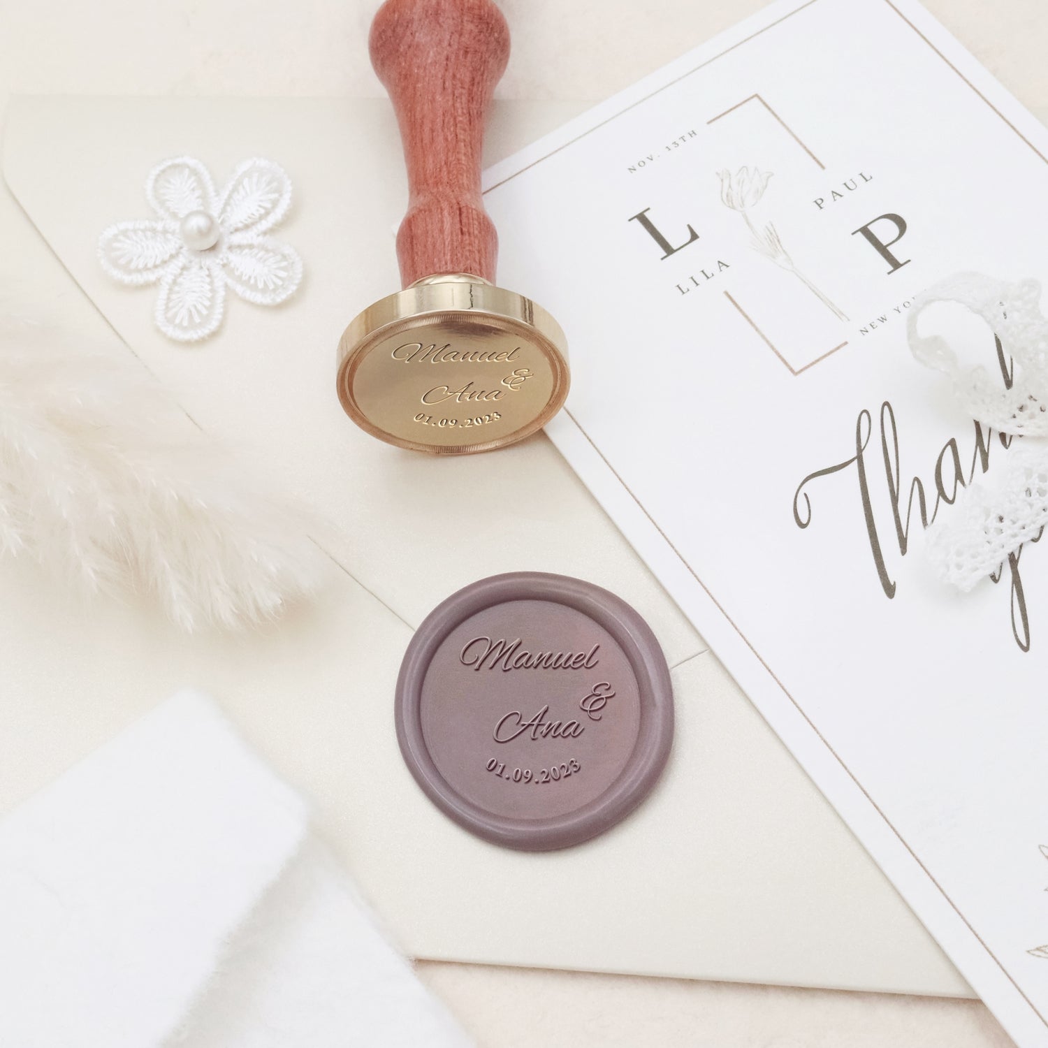 Custom Minimalist Name Wedding Wax Seal Stamp - Style 2 3