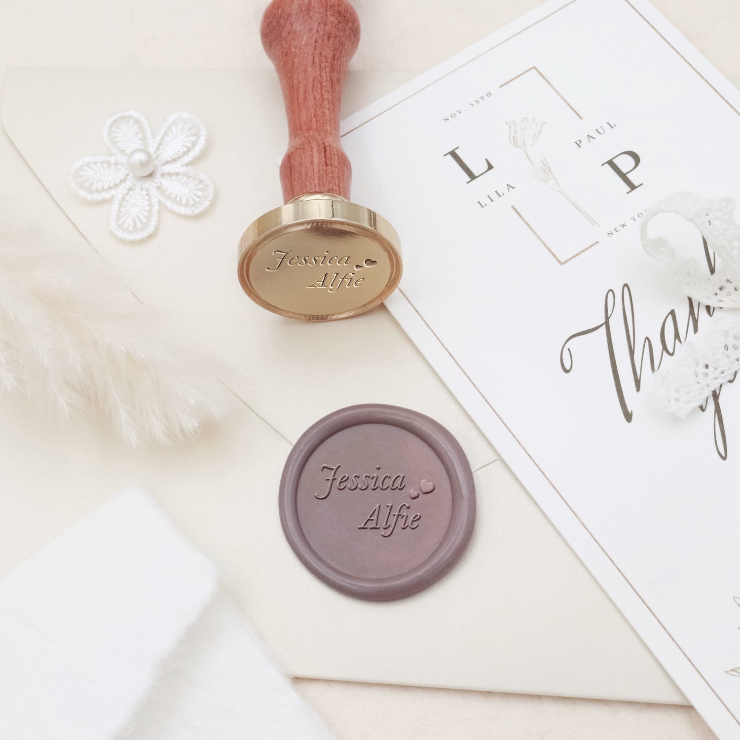 Custom Minimalist Name Wedding Wax Seal Stamp - Style 3 3
