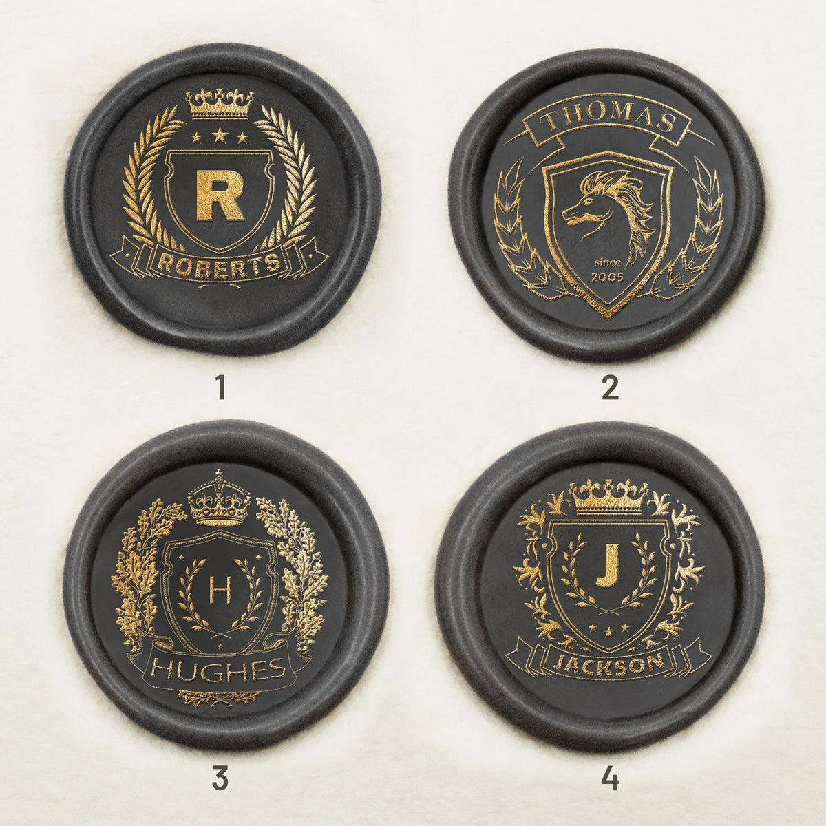 Custom Family Crest Wax Seal Stamp (18 Designs) sku-1