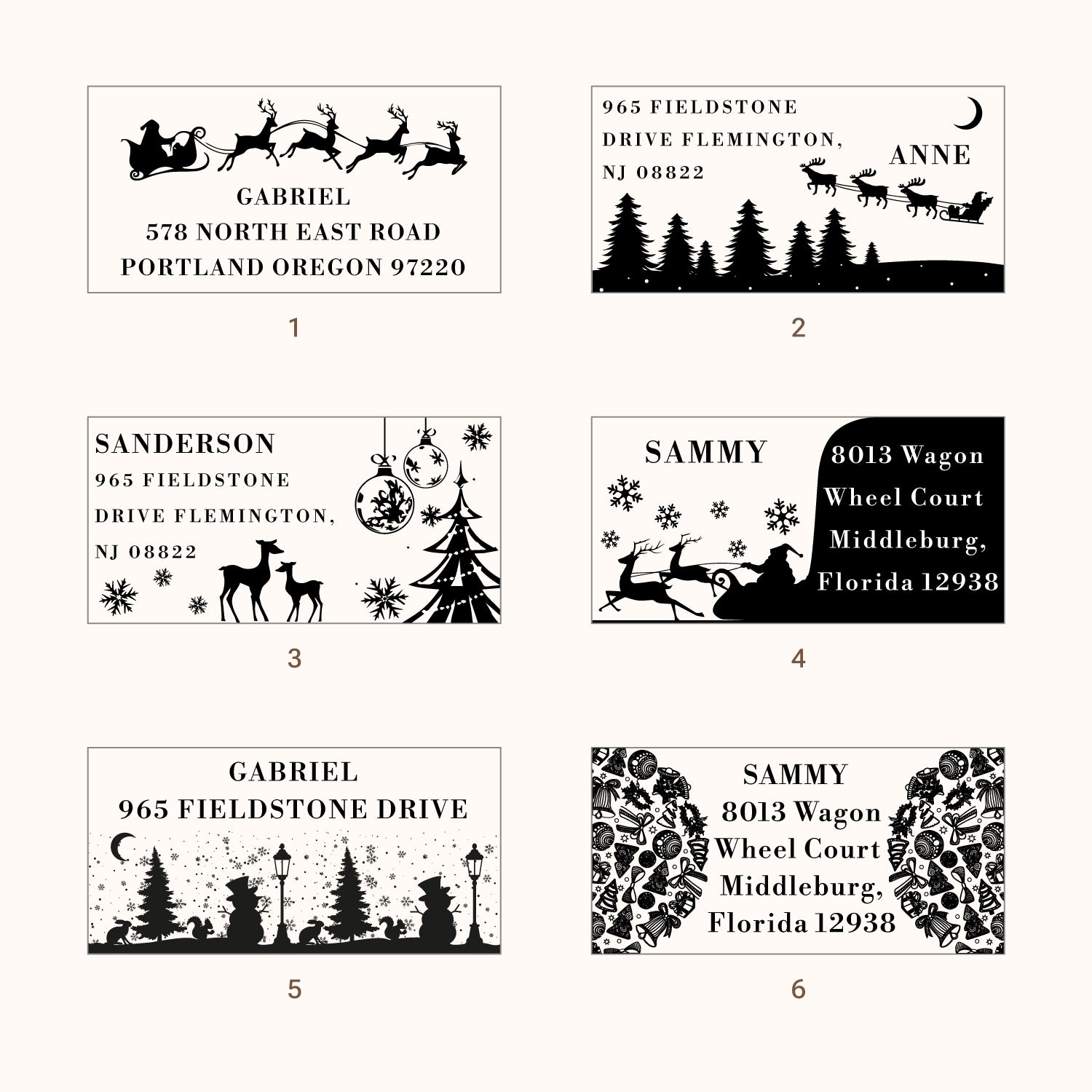 Personalisiert Weihnachts-Rechteck-Adresse Gummistempel (27 Designs)11