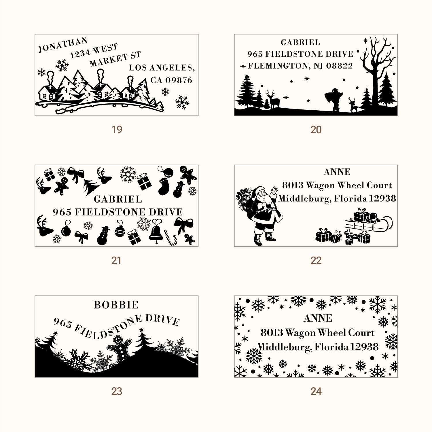 Personalisierter Weihnachts-Rechteck-Adressen-Gummistempel (27 Designs)44