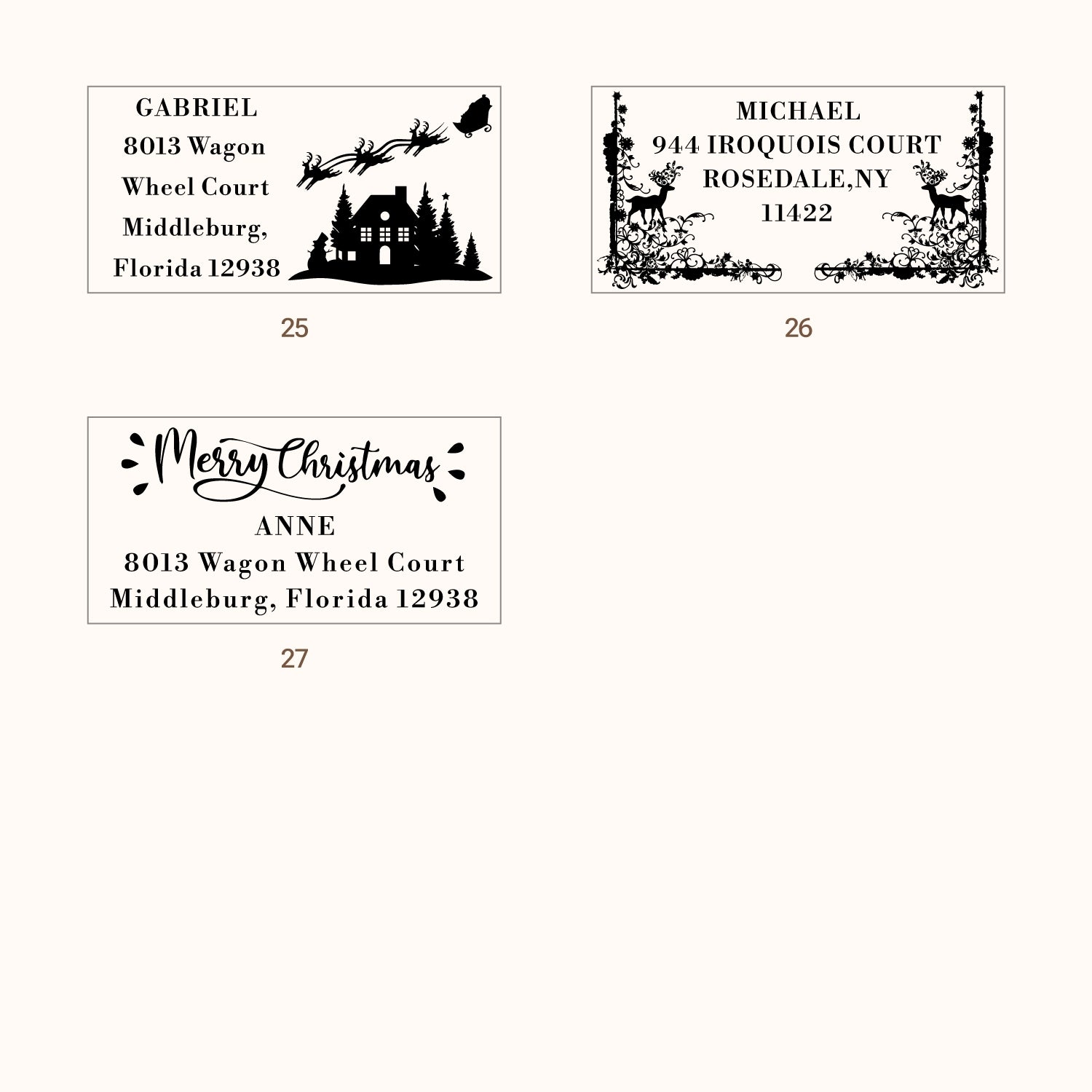 Personalisierter Weihnachts-Rechteck-Adressen-Gummistempel (27 Designs)55