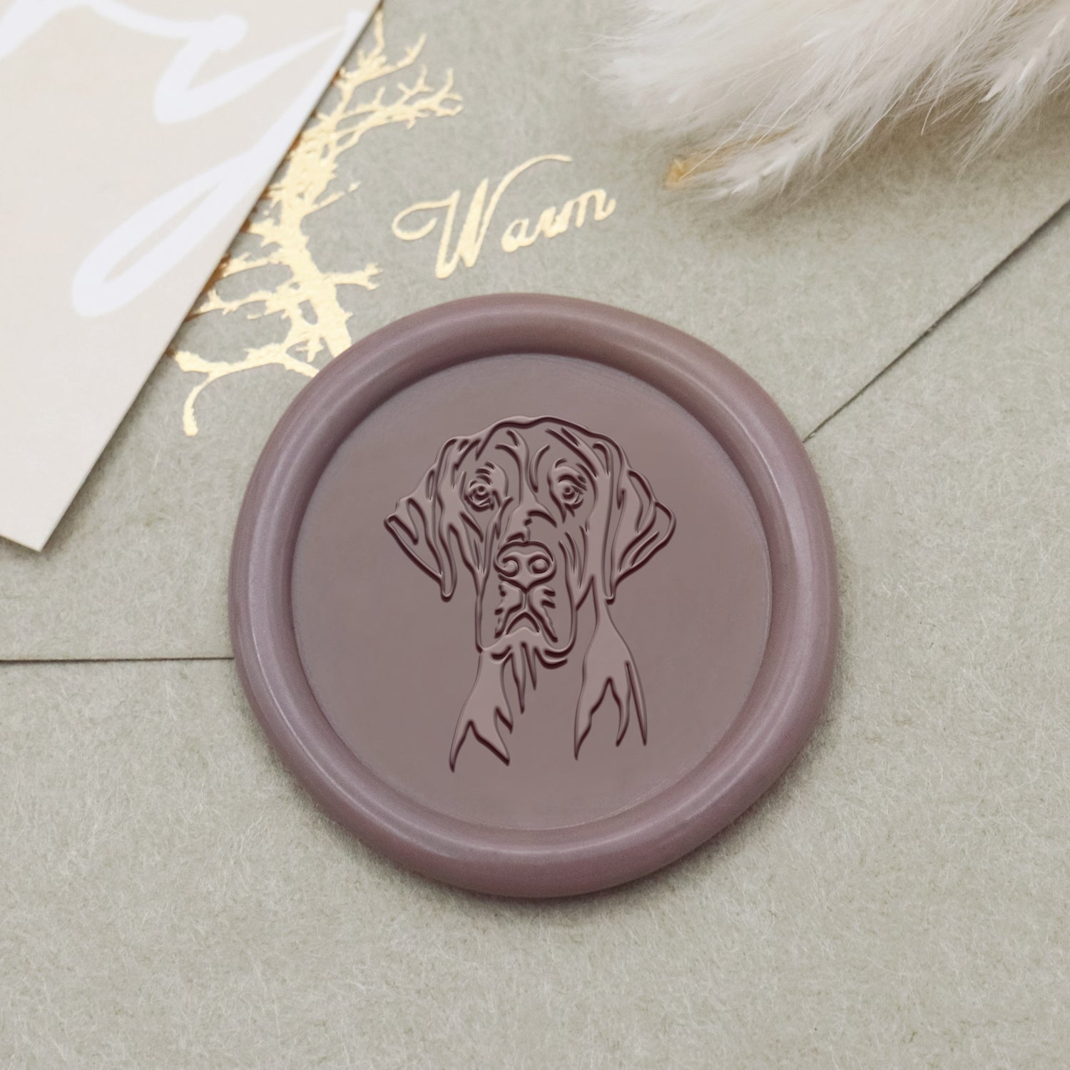 Tampon encreur sceau de cire chien Dogue Allemand - Stamprints1