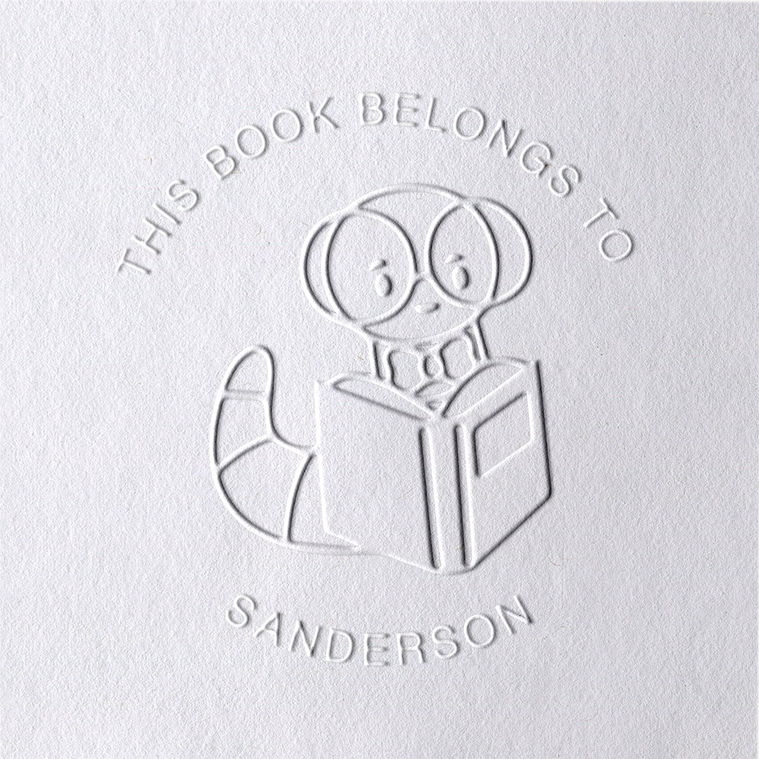 Sello en Seco para Libros de Oruga de Dibujos Animados Personalizado Sello en Seco para Libros de Oruga de Dibujos Animados Personalizado15-11