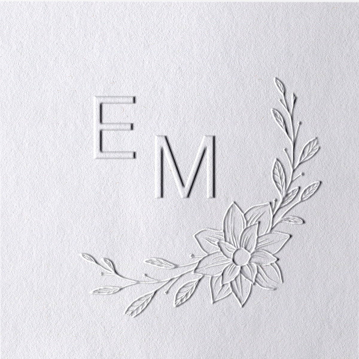 Sello en seco de Monograma de Boda con Iniciales Botánicas Personalizadas - Estilo 4 Sello en seco de Monograma de Boda con Iniciales Botánicas Personalizadas - Estilo 441