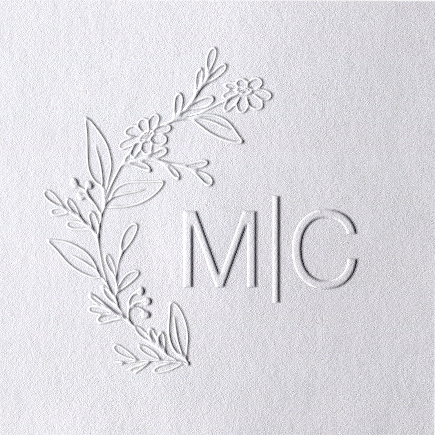Sello en seco de Monograma de Boda con Iniciales Botánicas Personalizado - Estilo 3 Sello en seco de Monograma de Boda con Iniciales Botánicas Personalizado - Estilo 331