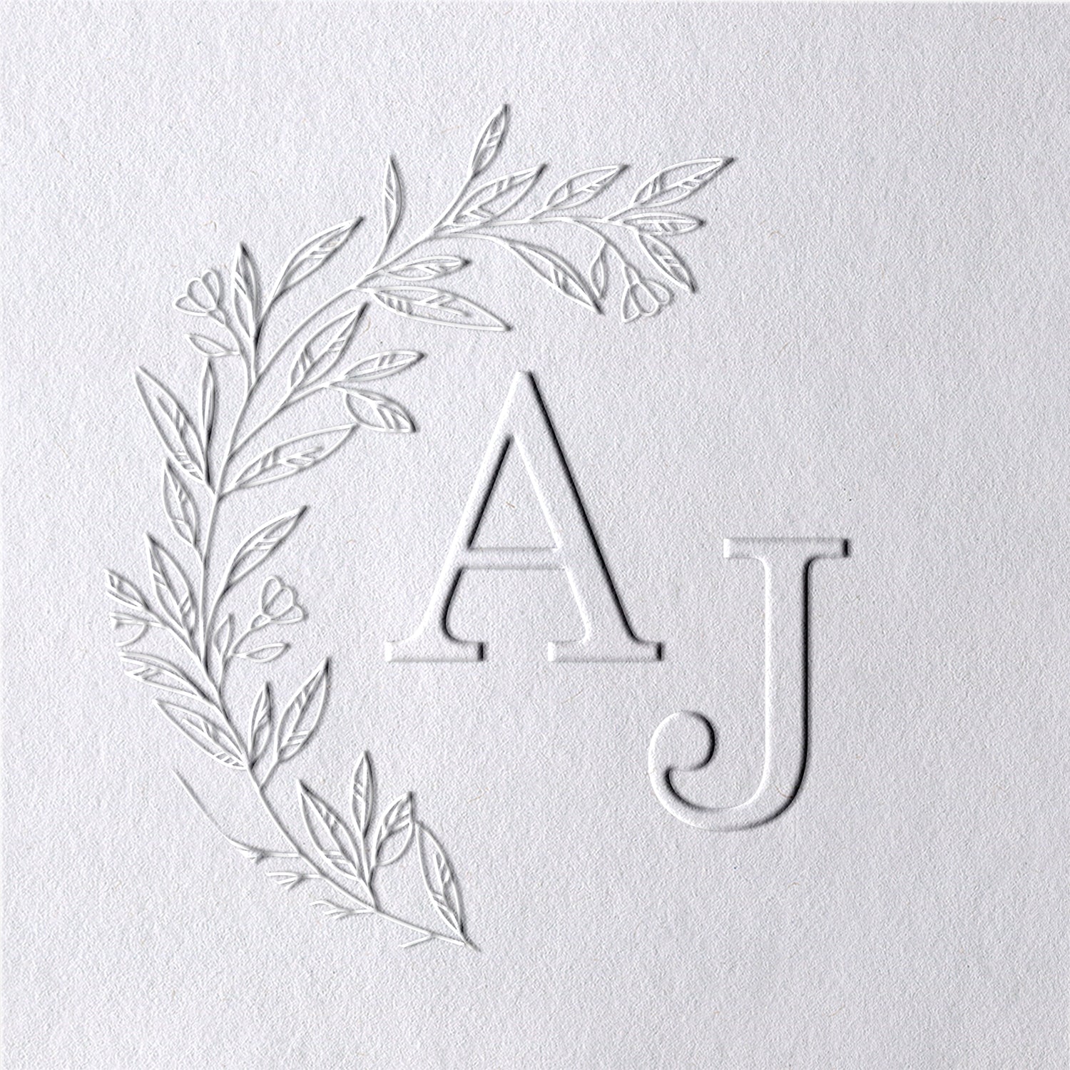 Chancela de Monograma de Casamento com Iniciais Botânicas Personalizadas - Estilo 2 Chancela de Monograma de Casamento com Iniciais Botânicas Personalizadas - Estilo 221
