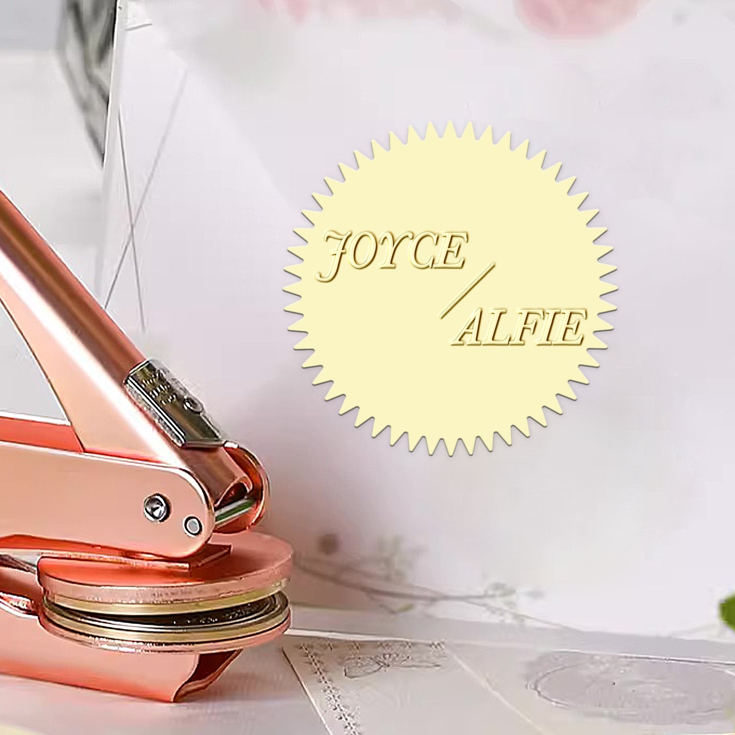 Sello en Seco Personalizado Minimalista de Nombre de Boda - Estilo 5 1-51