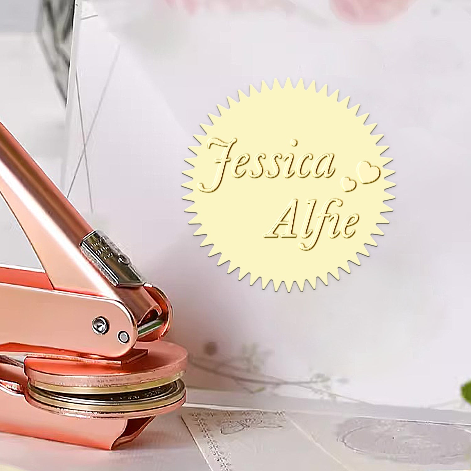 Sello en Seco de Boda Minimalista Personalizado - Estilo 3 1-31
