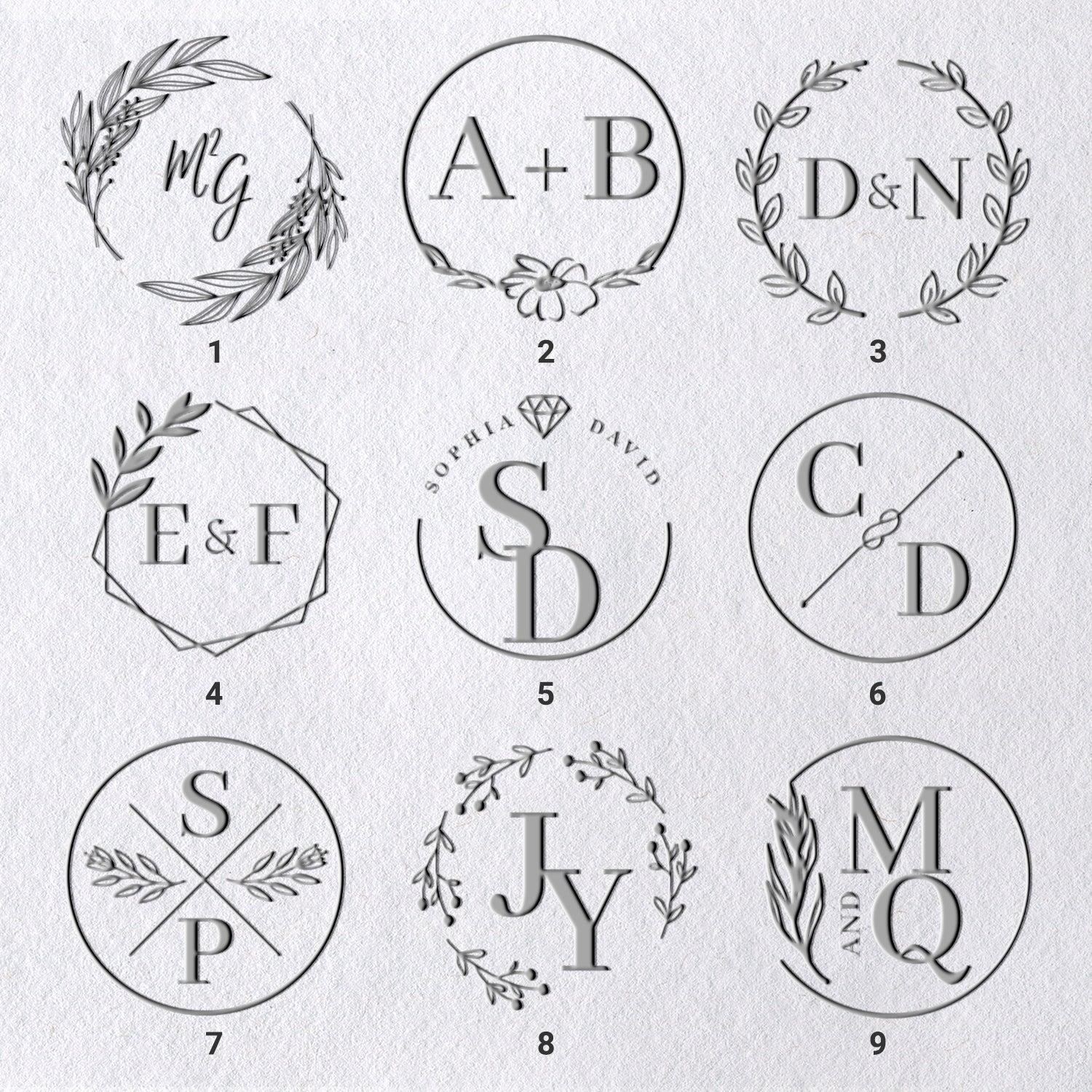 Chancelas de Monograma de Casamento com Iniciais Personalizadas (36 Designs) 1-91