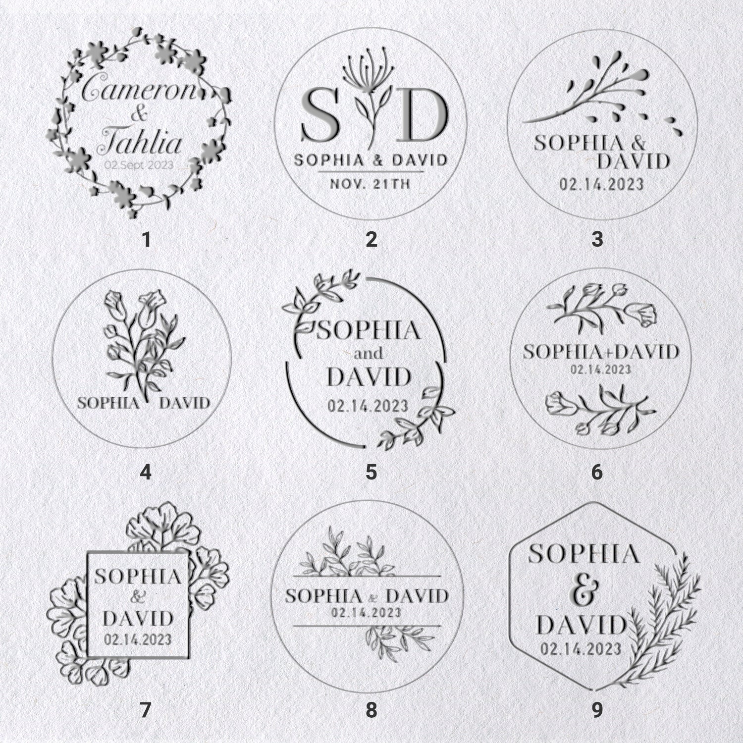 Chancela de Nome de Casamento Personalizado (27 Desenhos) 1-9_31