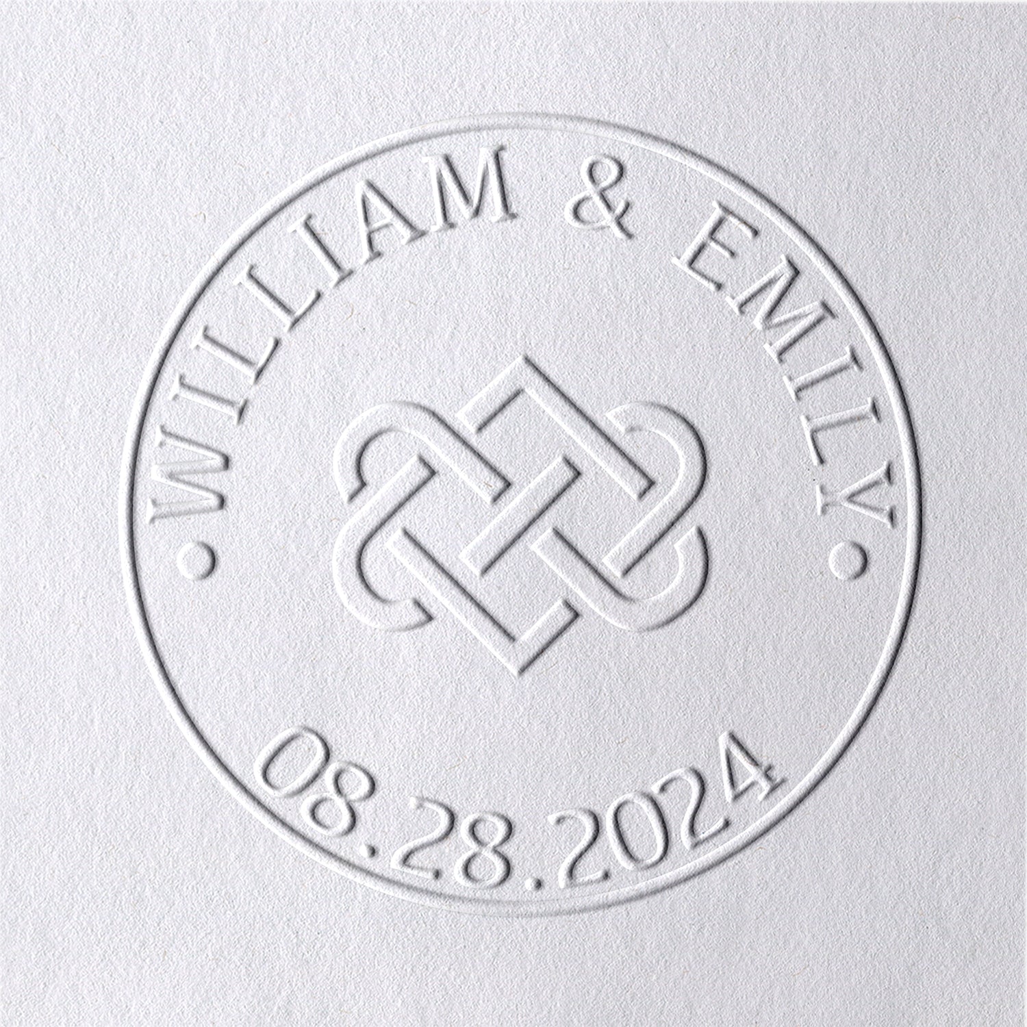 Timbre à sec de mariage Nœud d'amour véritable personnalisé 241