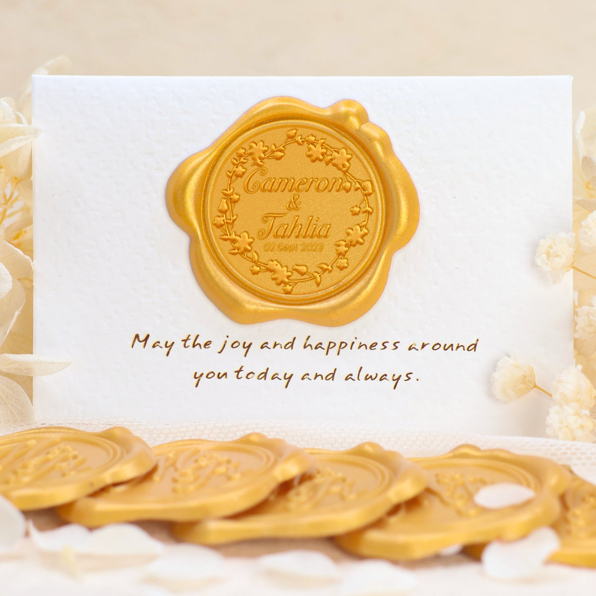Personalisierte Hochzeit Selbstklebende Siegelwachs Siegelstempel Sticker (27 Designs) 1-1