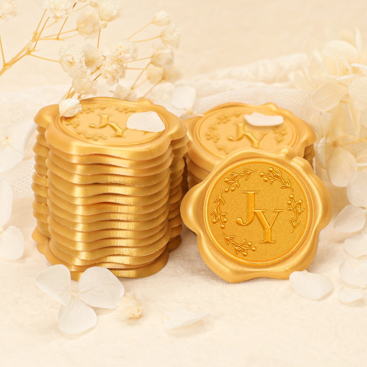 Autocollants de sceau de cire personnalisé monogramme mariage branches fruitières 2-8
