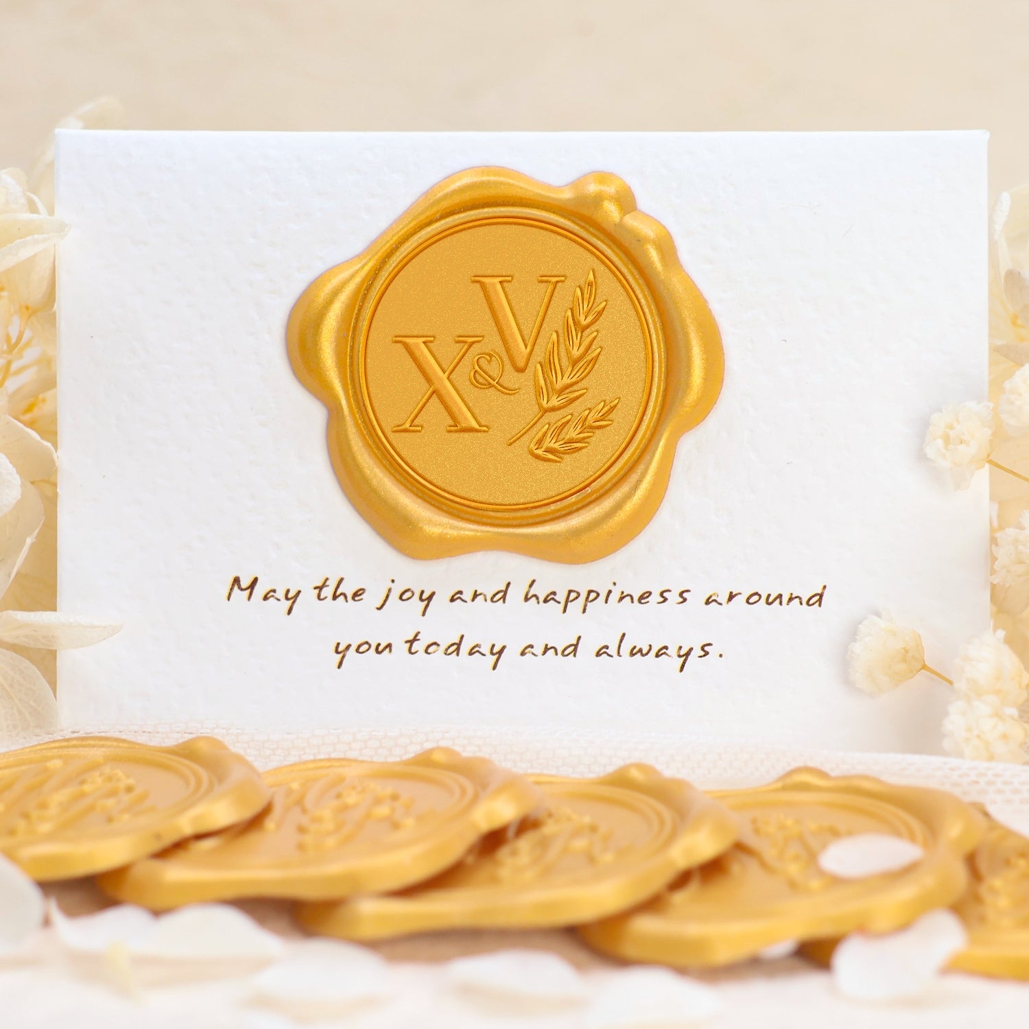 Pegatinas de Sello de Lacre Personalizado con Monograma de Rama de Olivo para Boda 1-11