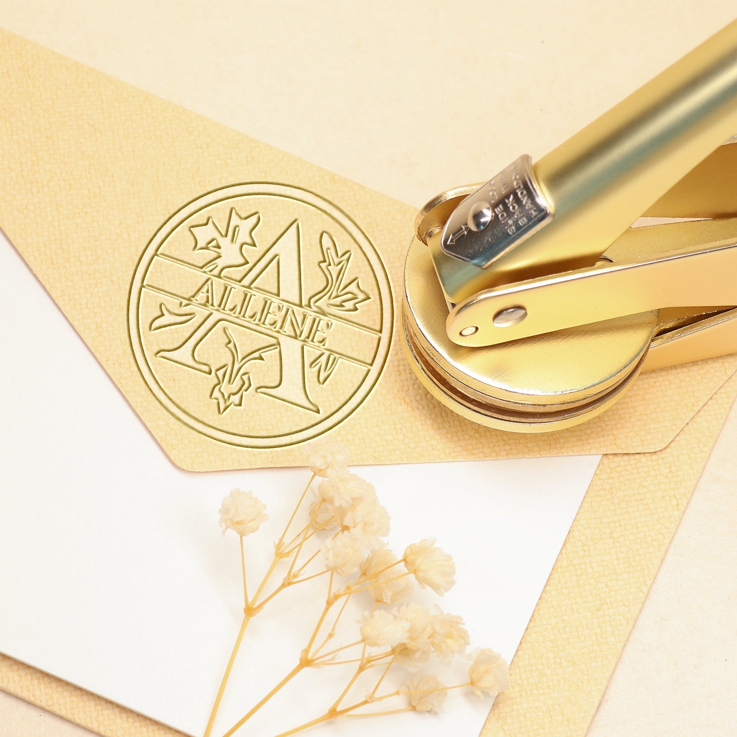 Timbre à sec de nom floral personnalisé de 26 lettres A11